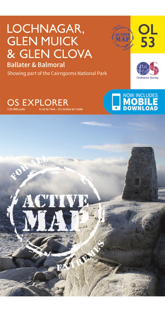Ordnance Survey Lochnagar, Glen Muick & Glen Clova   OS Explorer Active OL53 Map