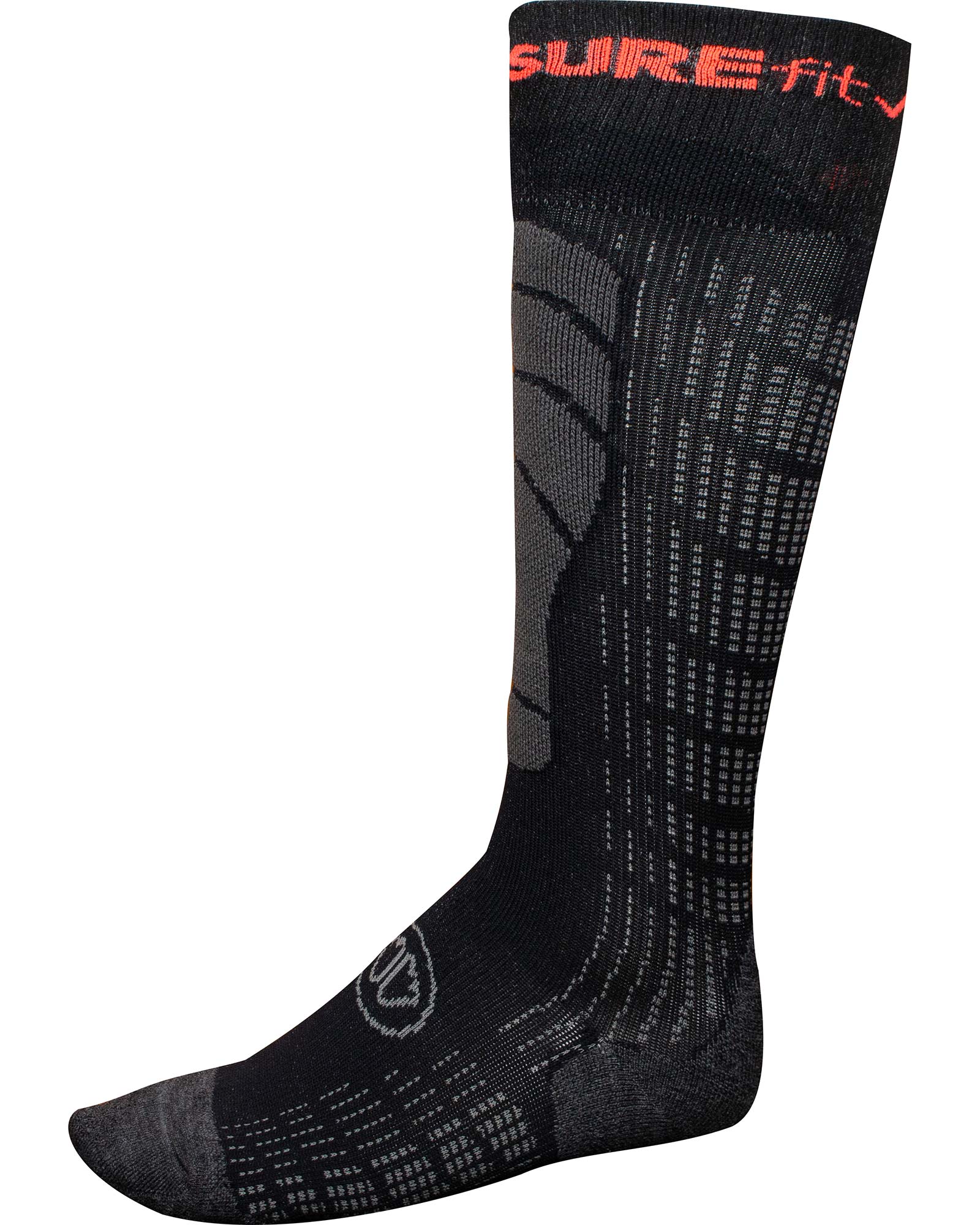 Sidas SUREfit Ski Sock - Black/Grey/Orange L