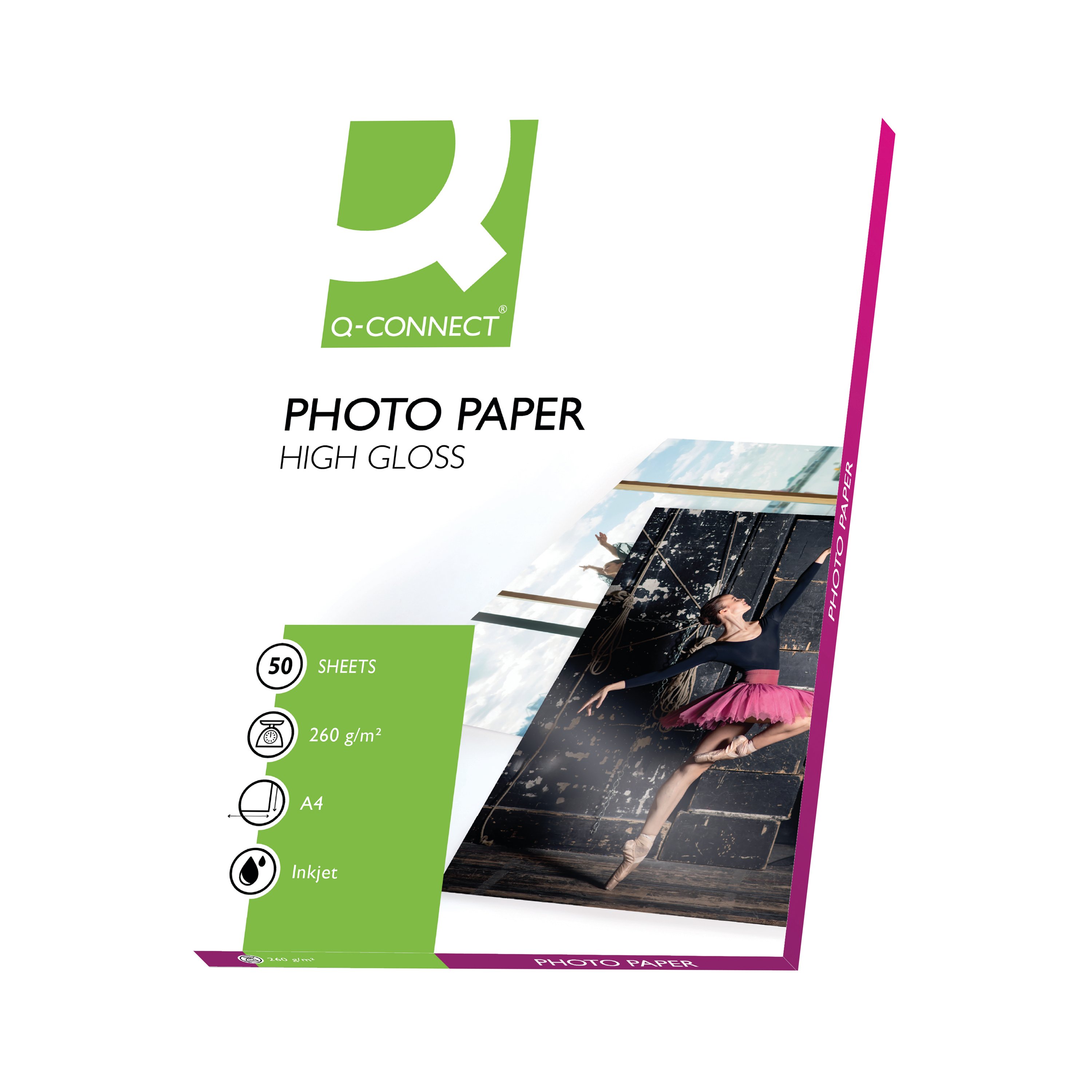 Image of Q-Connect A4 White High Gloss Photo Paper 260gsm (Pack of 50) KF02772