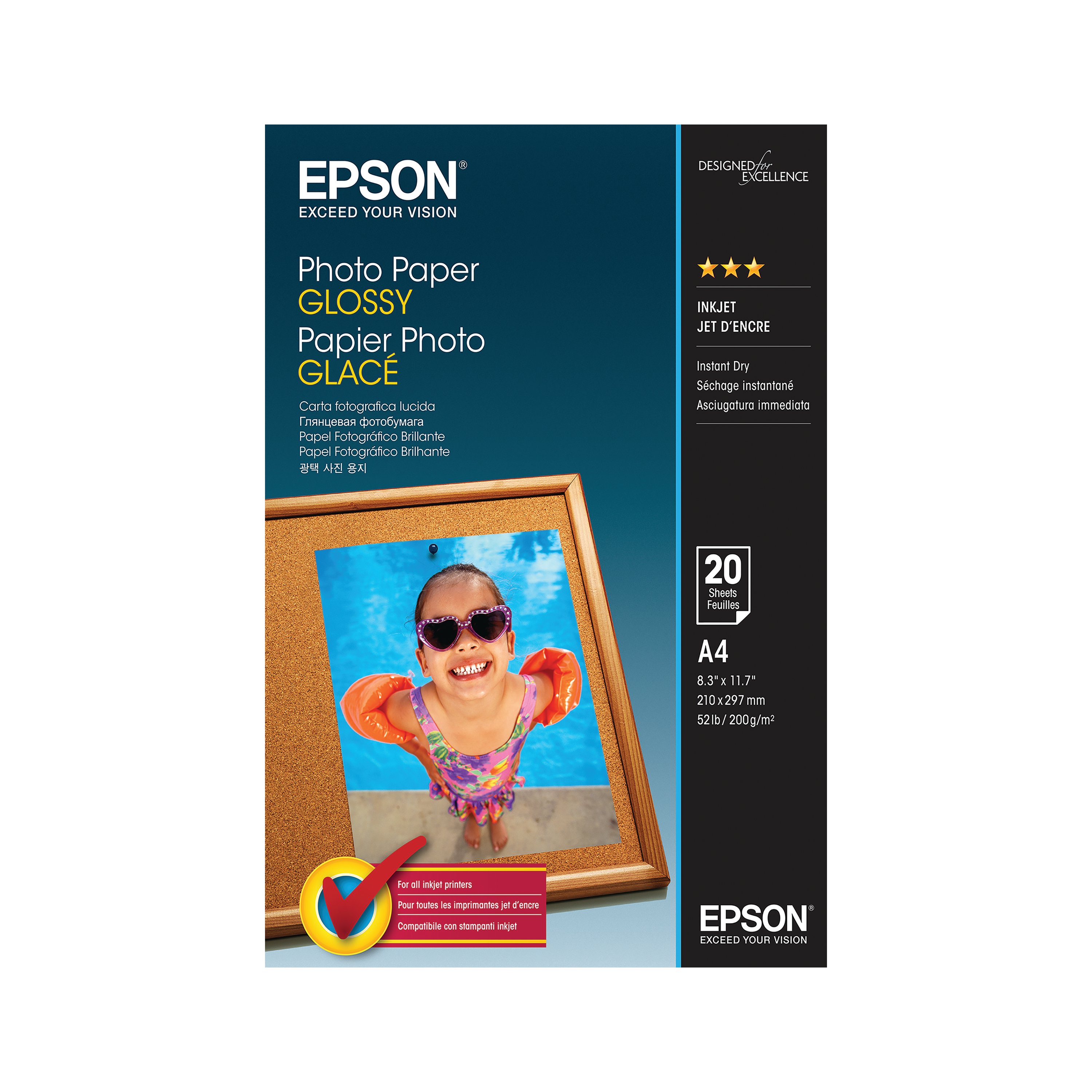 Image of Epson Photo Paper Glossy A4 200gsm (Pack of 20) C13S042538