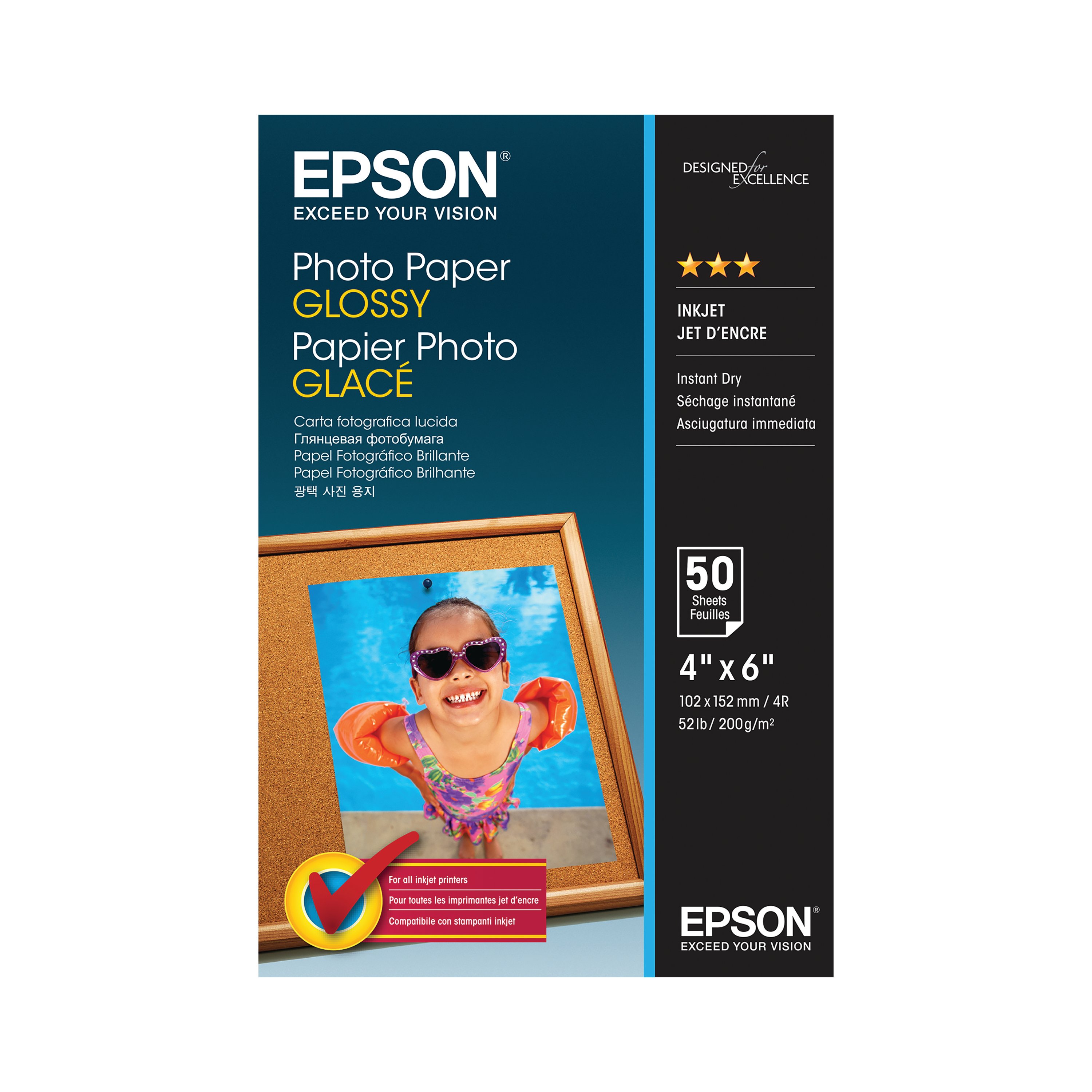 Image of Epson Photo Paper Glossy 10x15cm 200gsm (Pack of 50) C13S042547