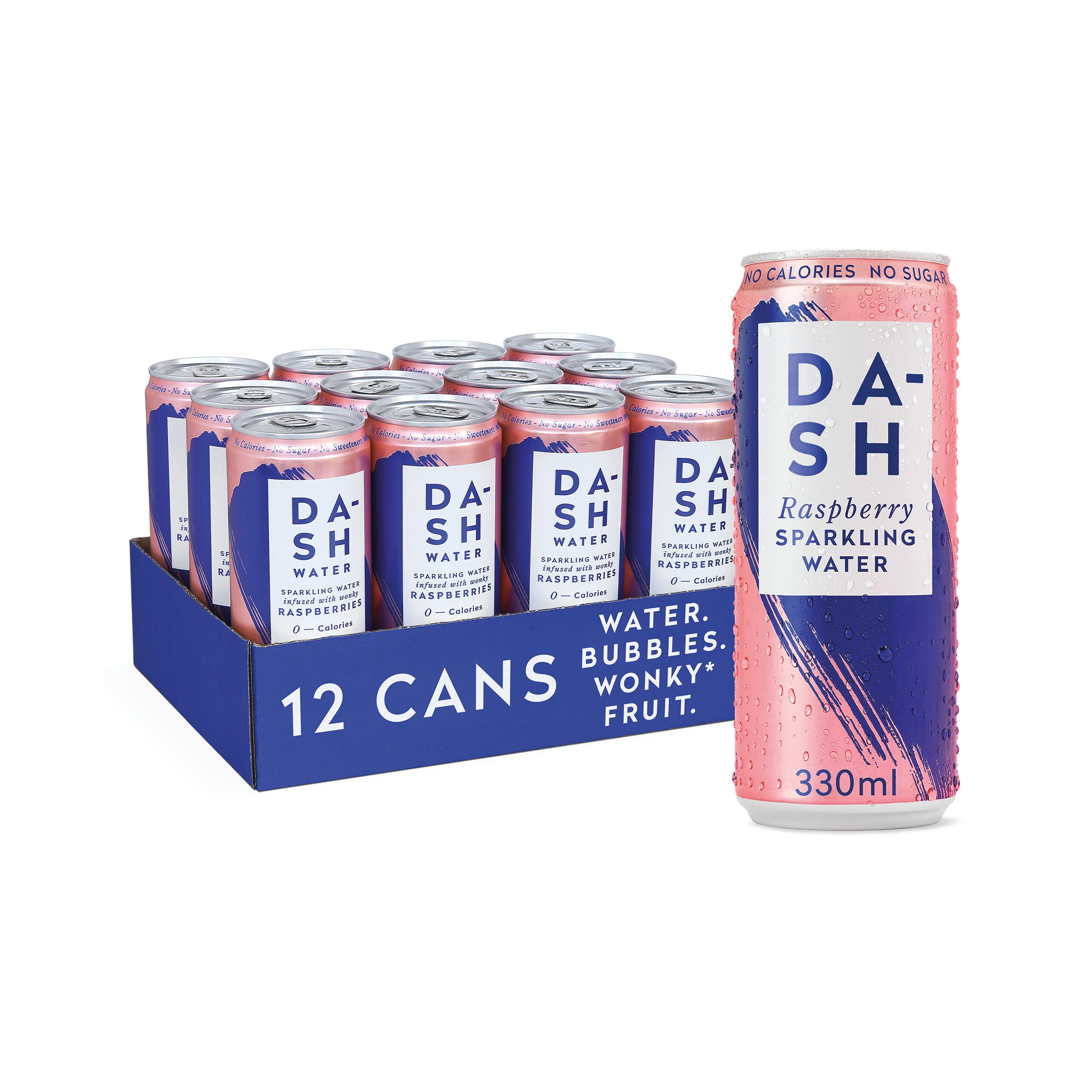 Dash Sparkling Raspberry Dash Water Sparkling Water Raspberry 330ml Can (Pack of 12) DBL005