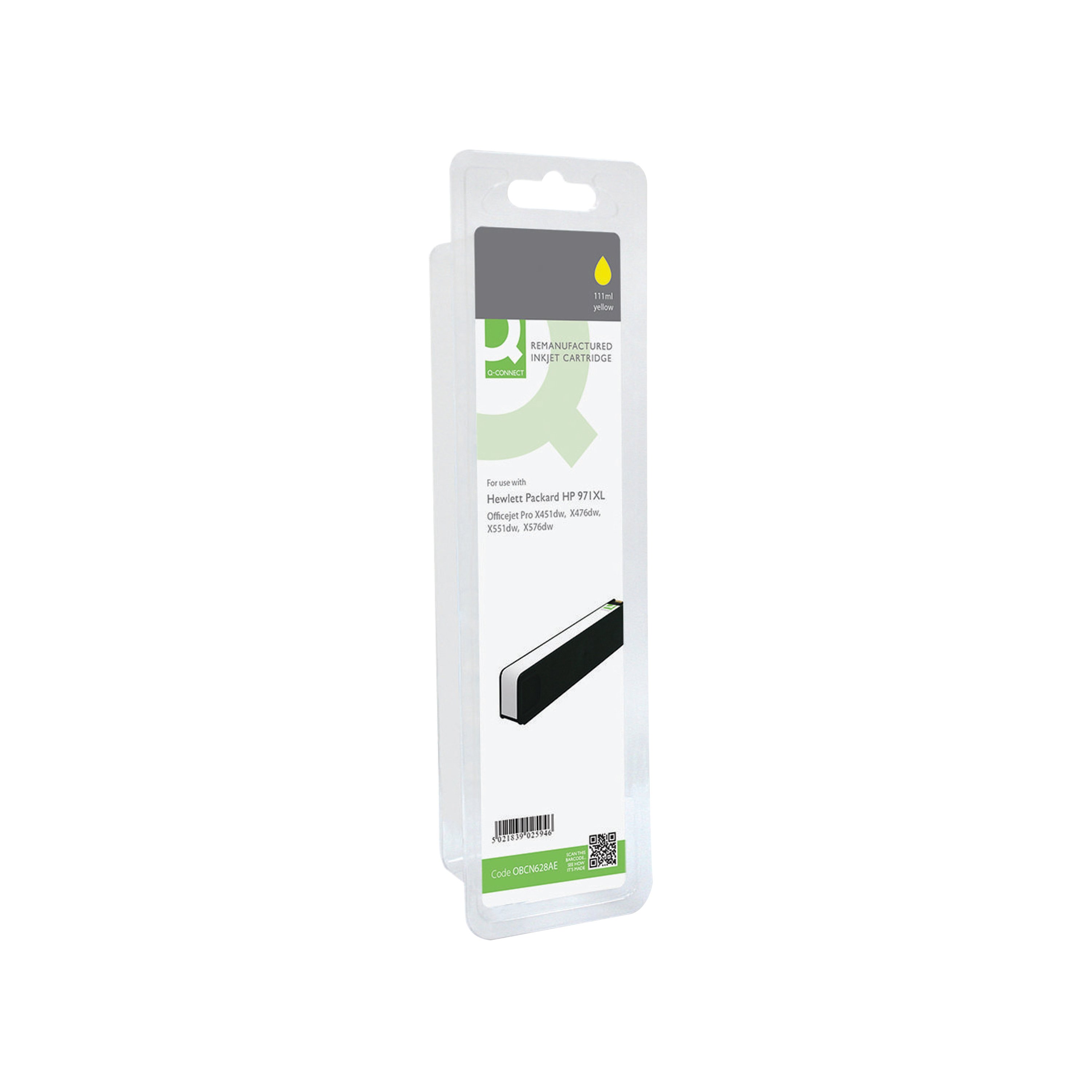 Image of Q-Connect Remanufactured Inkjet Cartridge Yellow For HP CN628AE CN628AE-COMP