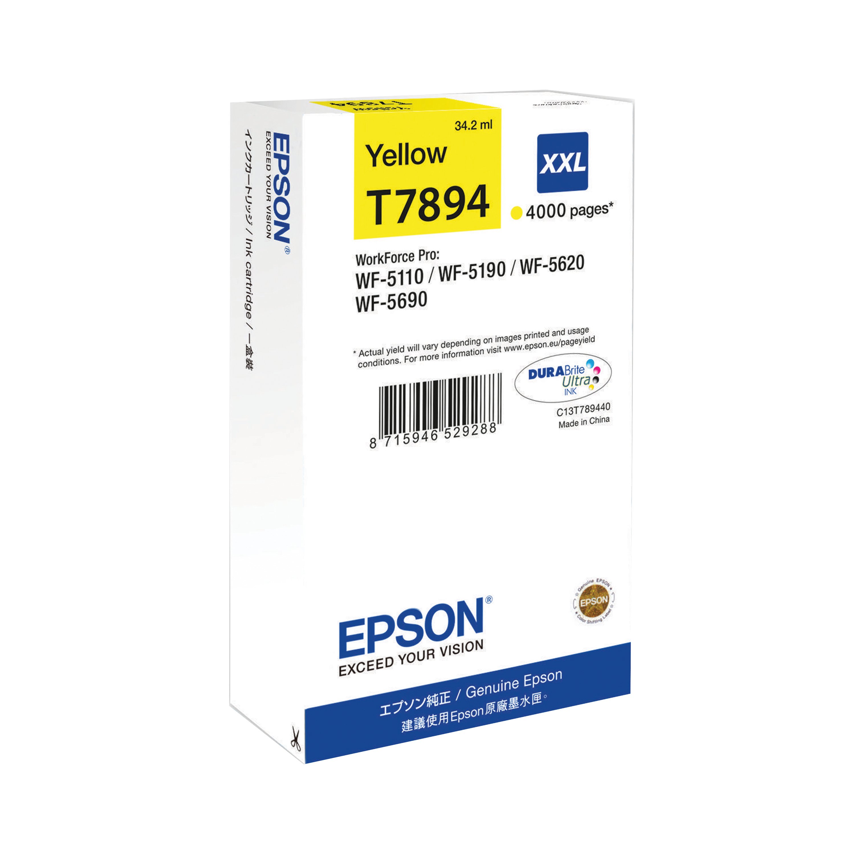 Image of Epson T7894 DURABrite Ultra Ink Cartridge Extra High Yield Yellow C13T789440