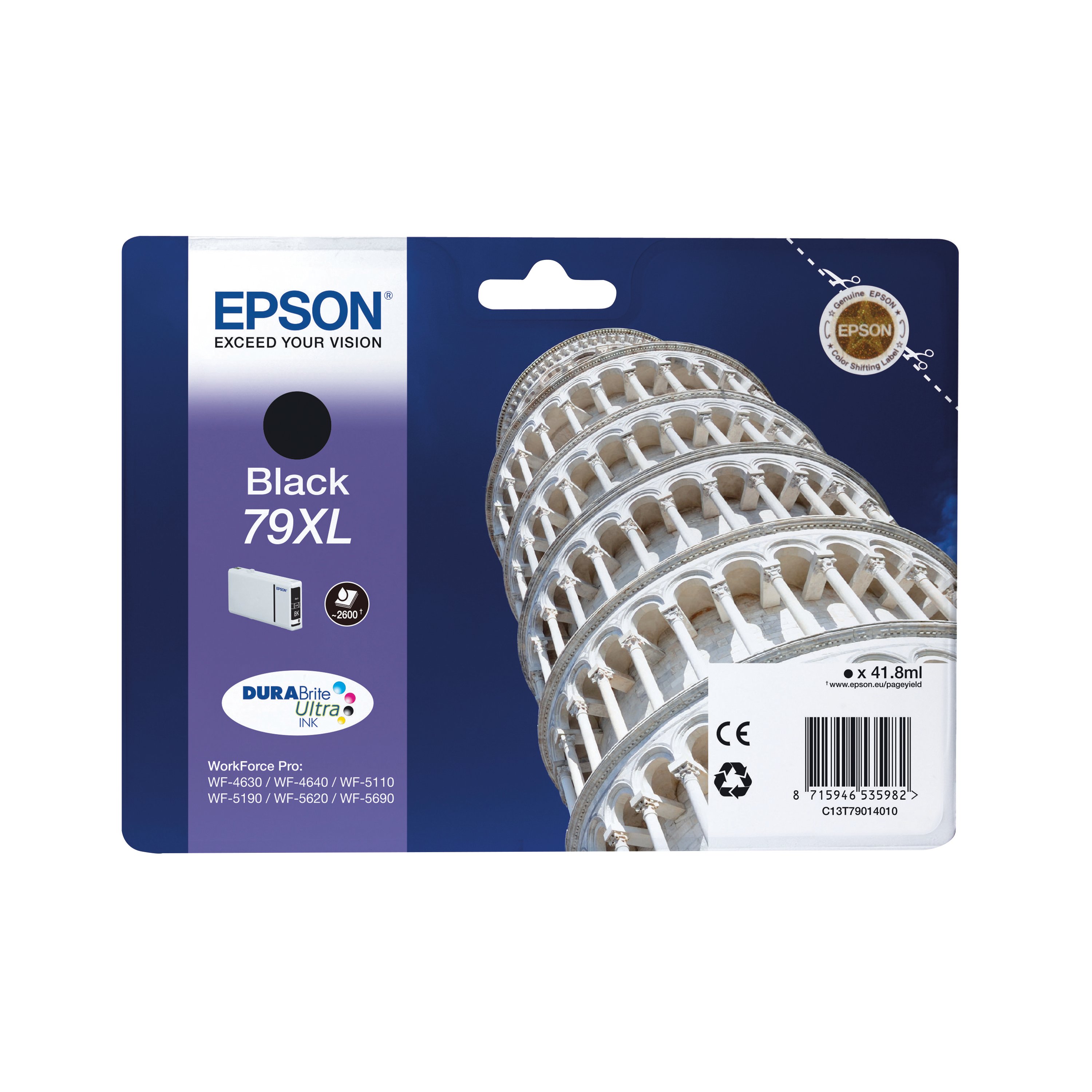 Image of Epson 79XL Tower of Pisa DURABrite Ultra Ink Cartridge High Yield Black C13T79014010