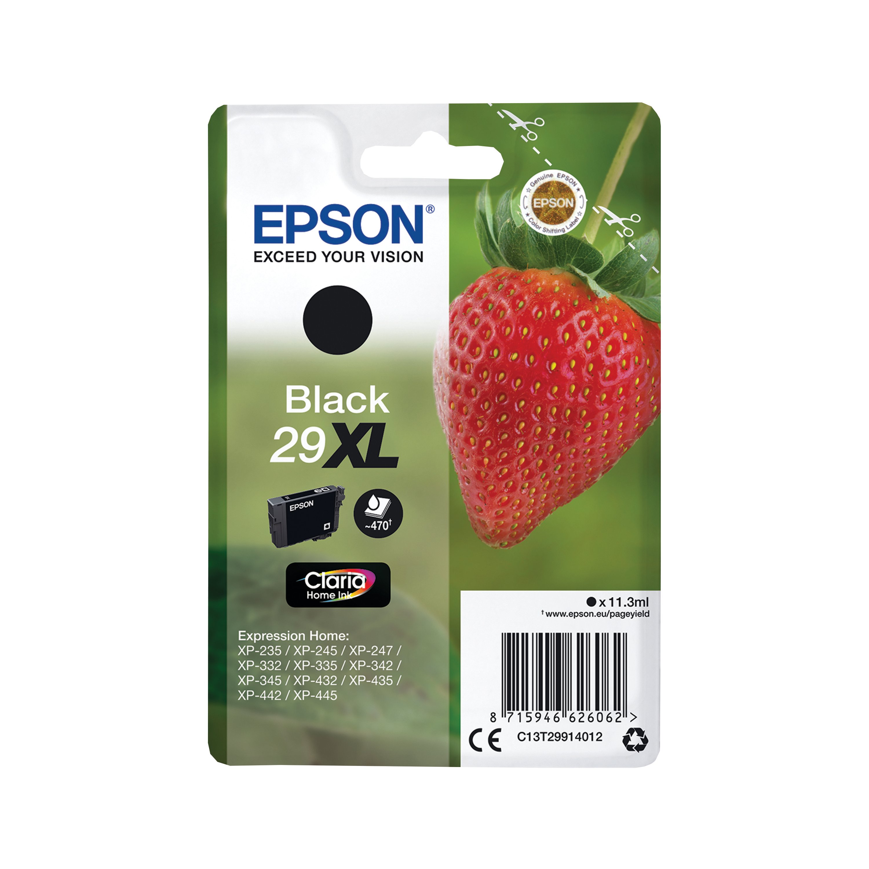 Image of Epson 29XL Strawberry Claria Home Ink Cartridge High Yield Black C13T29914012