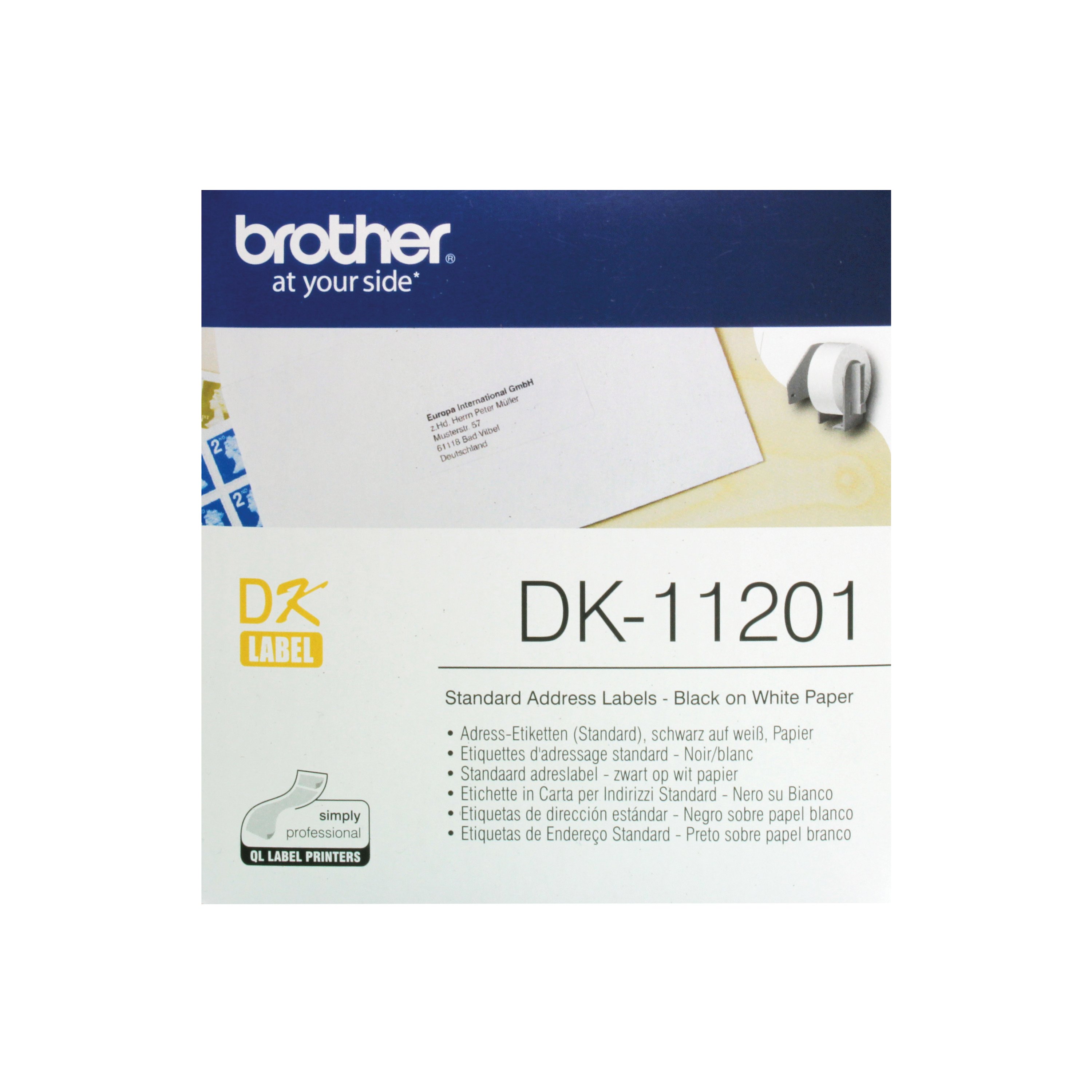 Image of Brother Black on White Paper Standard Address Labels (Pack of 400) DK11201