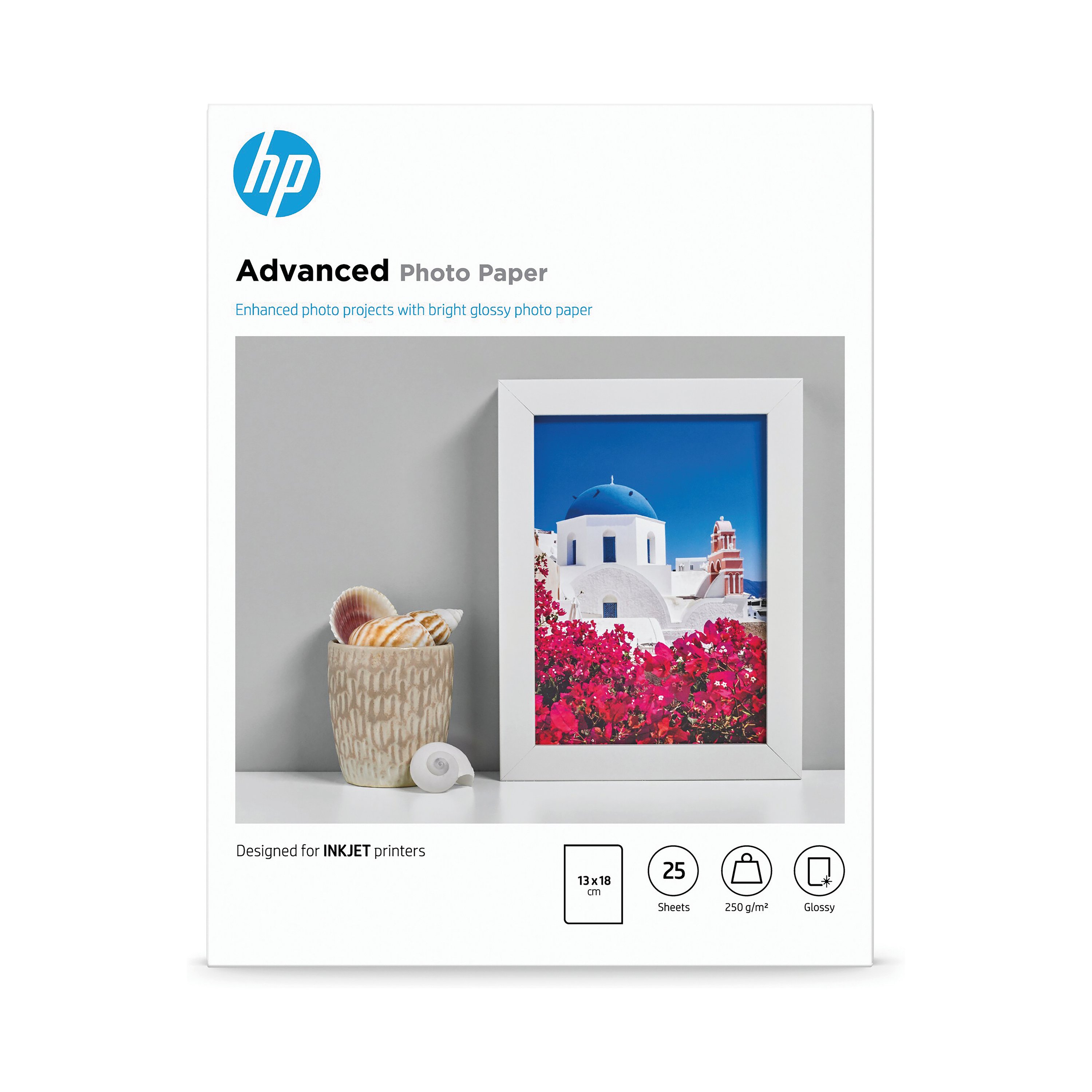 Image of HP White 13x18cm Advanced Glossy Photo Paper (Pack of 25) Q8696A