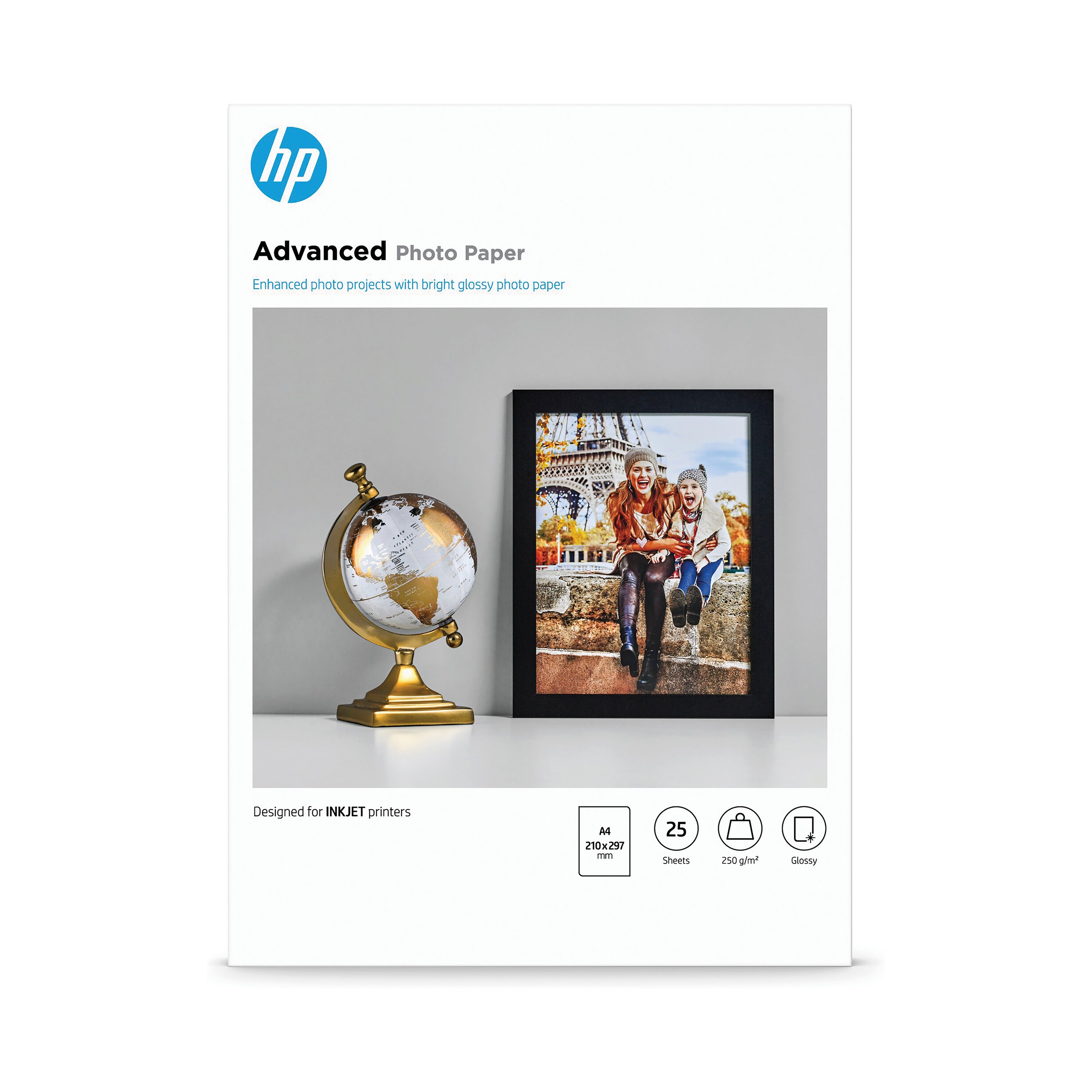 Image of HP A4 White Advanced Glossy Photo Paper 250gsm (Pack of 25) Q5456A