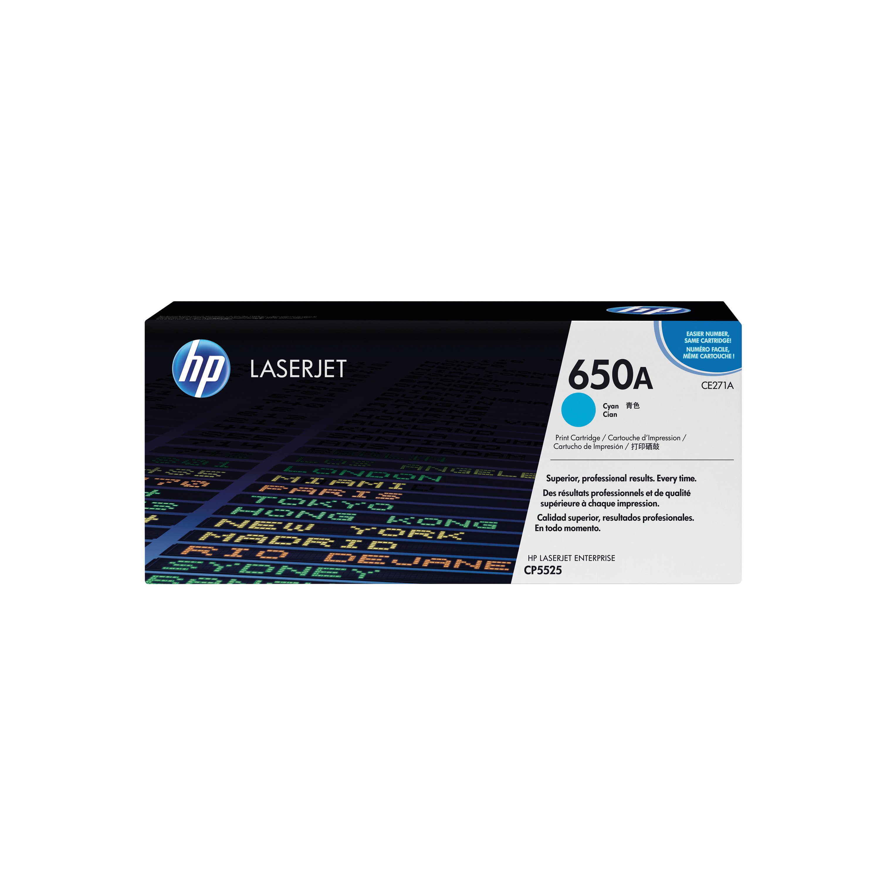 Image of HP 650A Original LaserJet Toner Cartridge Cyan CE271A