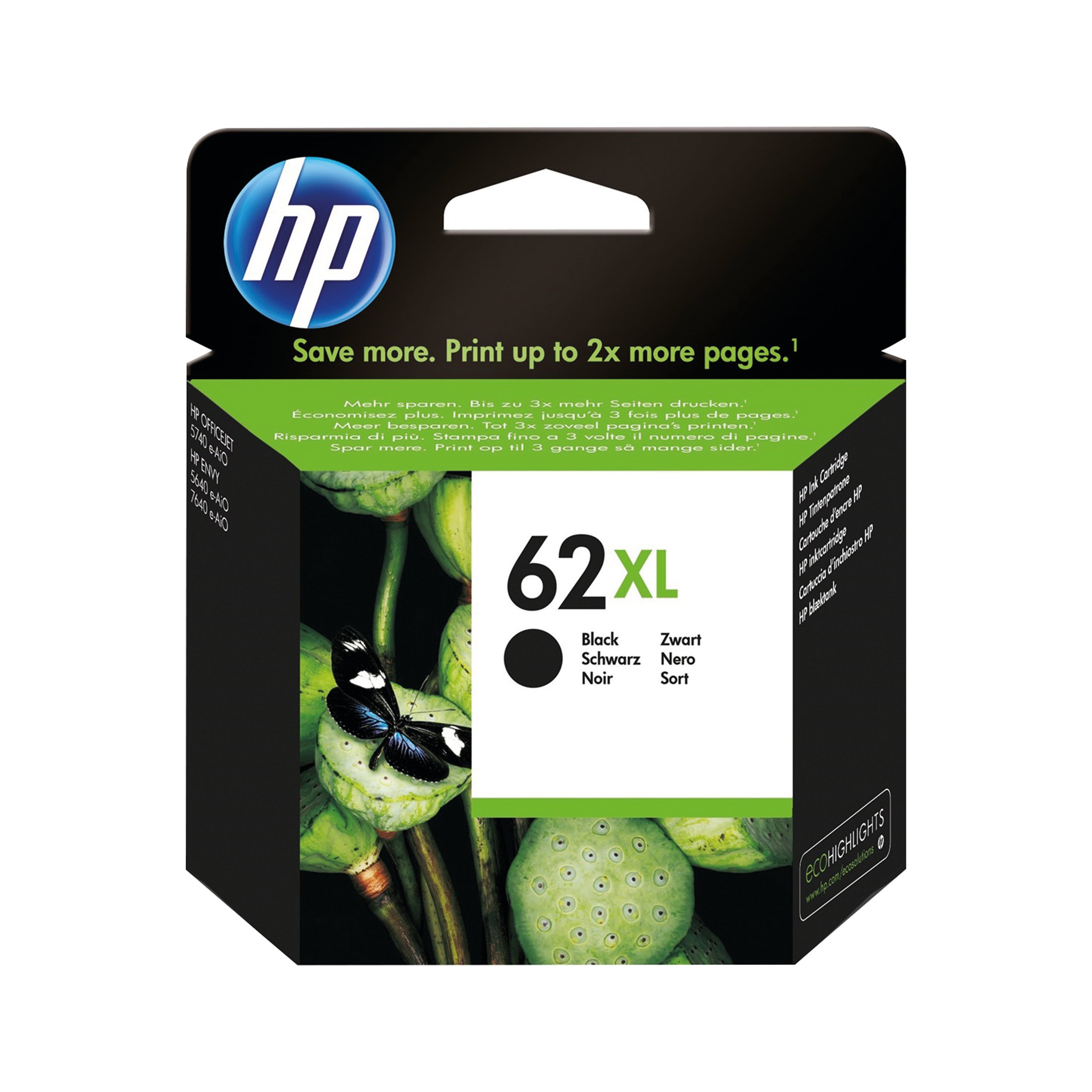 Image of HP 62XL Original Ink Cartridge High Yield Black C2P05AE