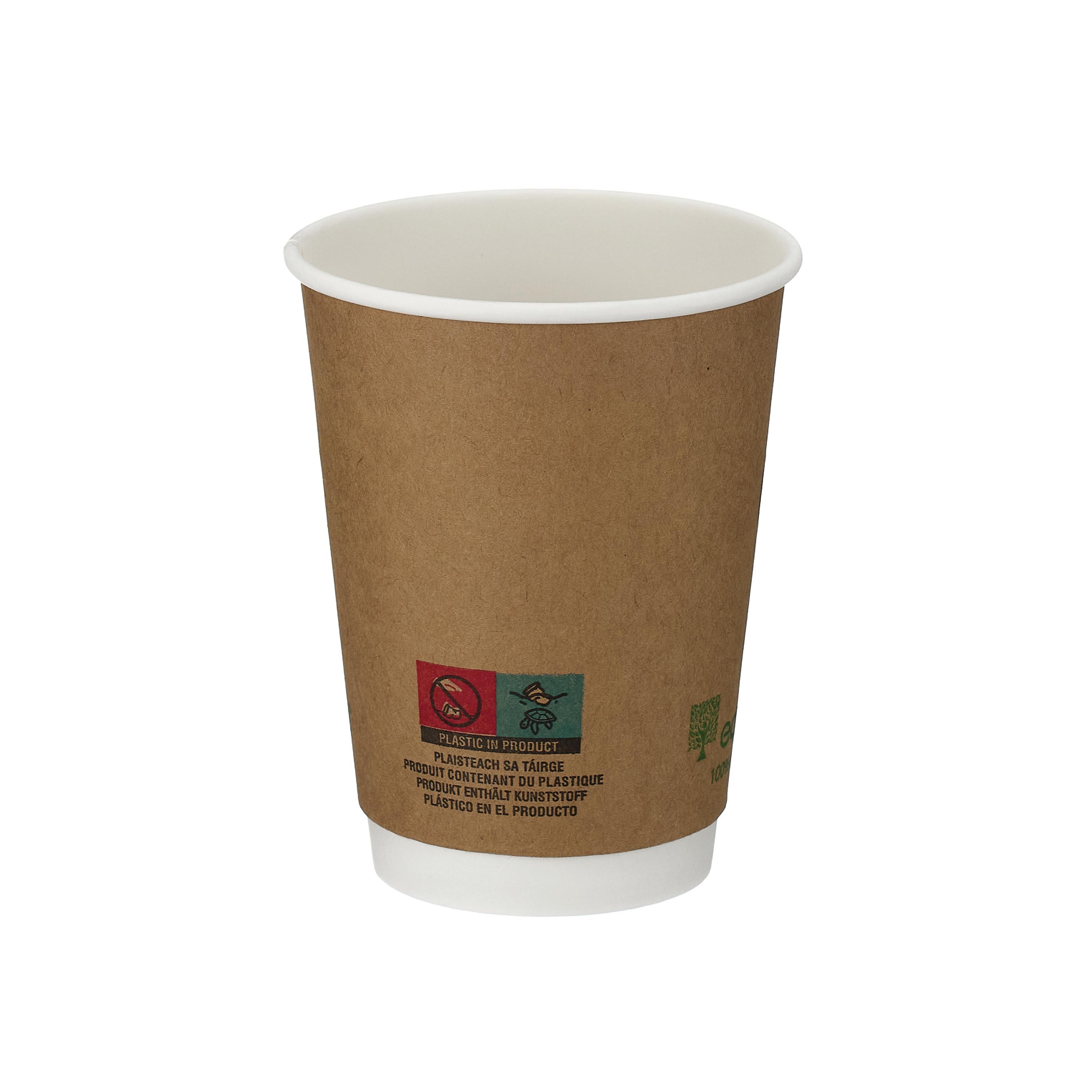 Go-Pak Double Wall Coffee Cup 12oz PLA Lined 20x25 Kraft (Pack of 500 ...