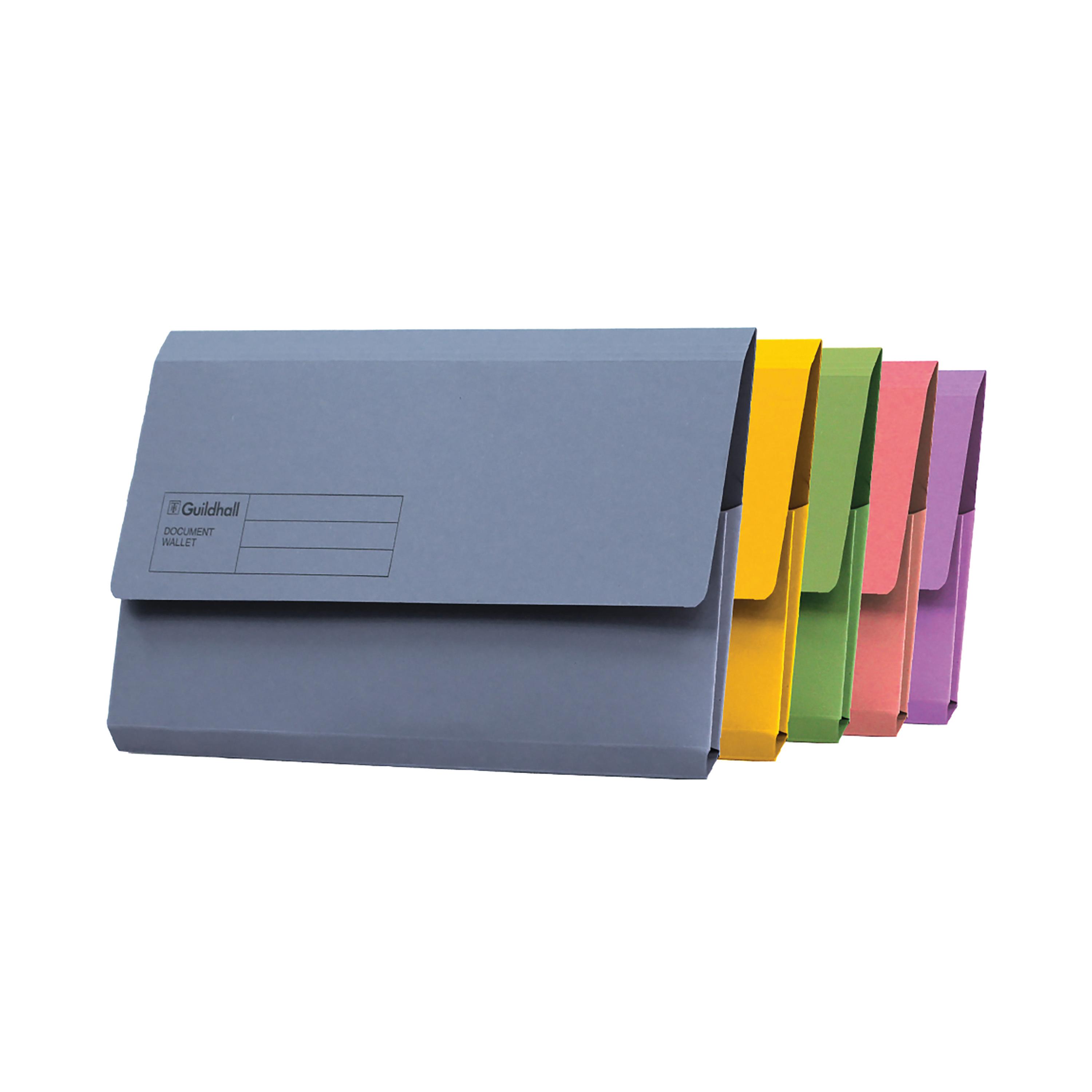 Exacompta Guildhall Document Wallet Foolscap Astd Pack of 50 GDW1-AST