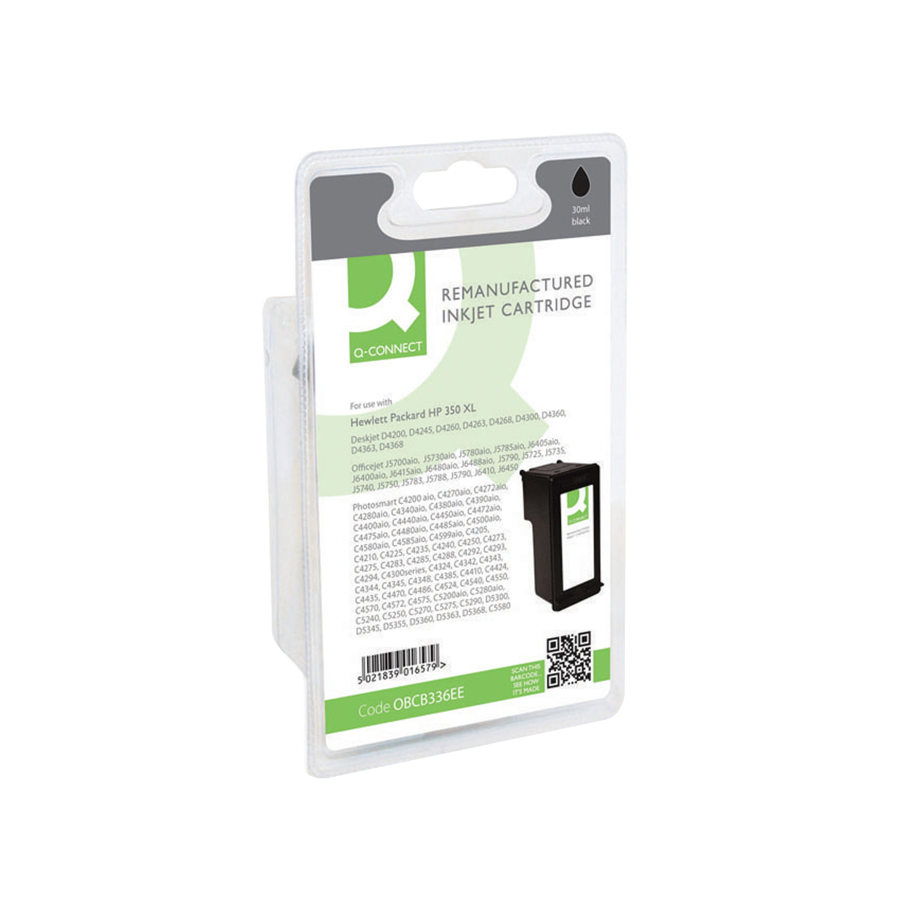 Image of Q-Connect Remanufactured Inkjet Cartridge Black For HP CB336EE CB336EE-COMP