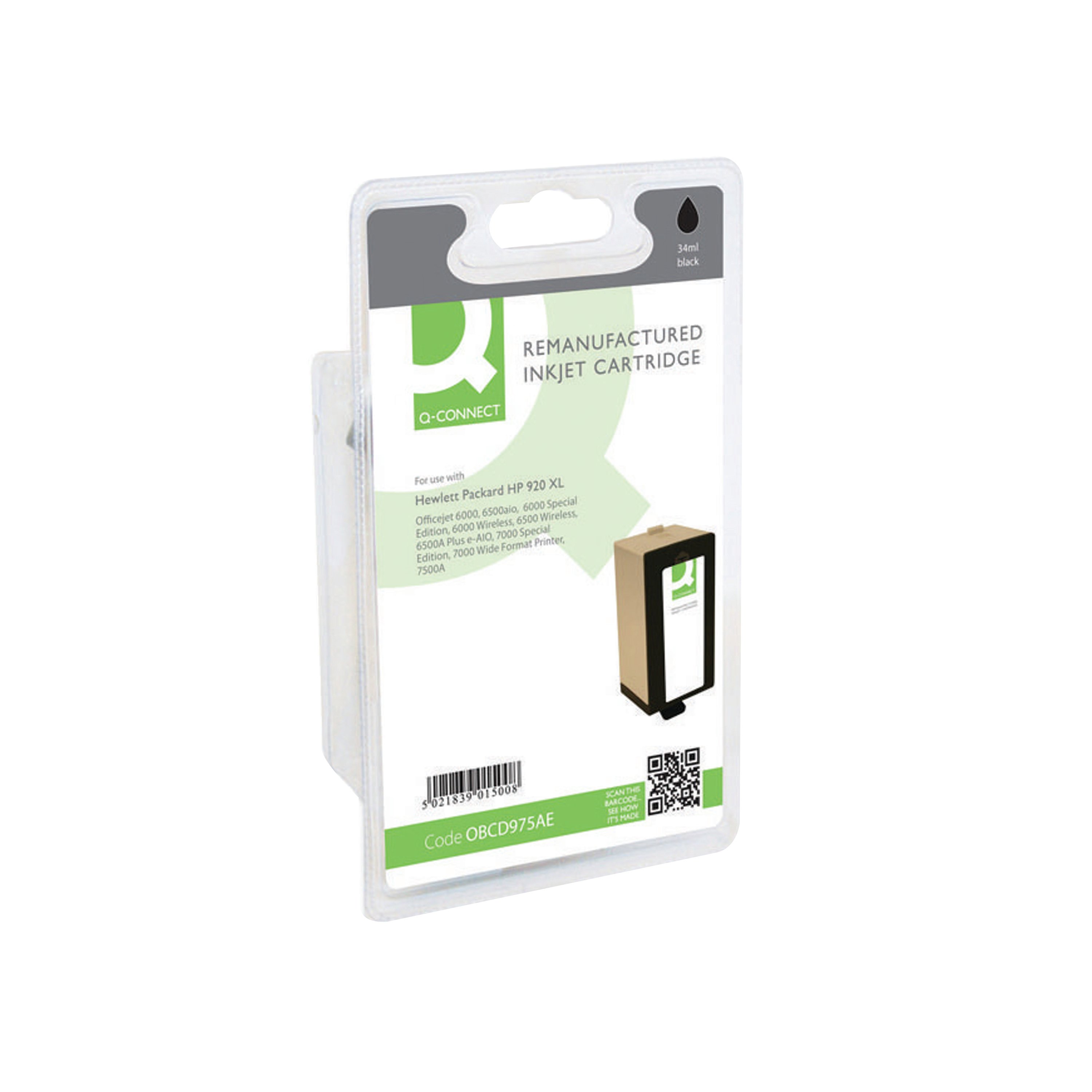 Image of Q-Connect Remanufactured Inkjet Cartridge Black For HP CD975AE CD975AE-COMP