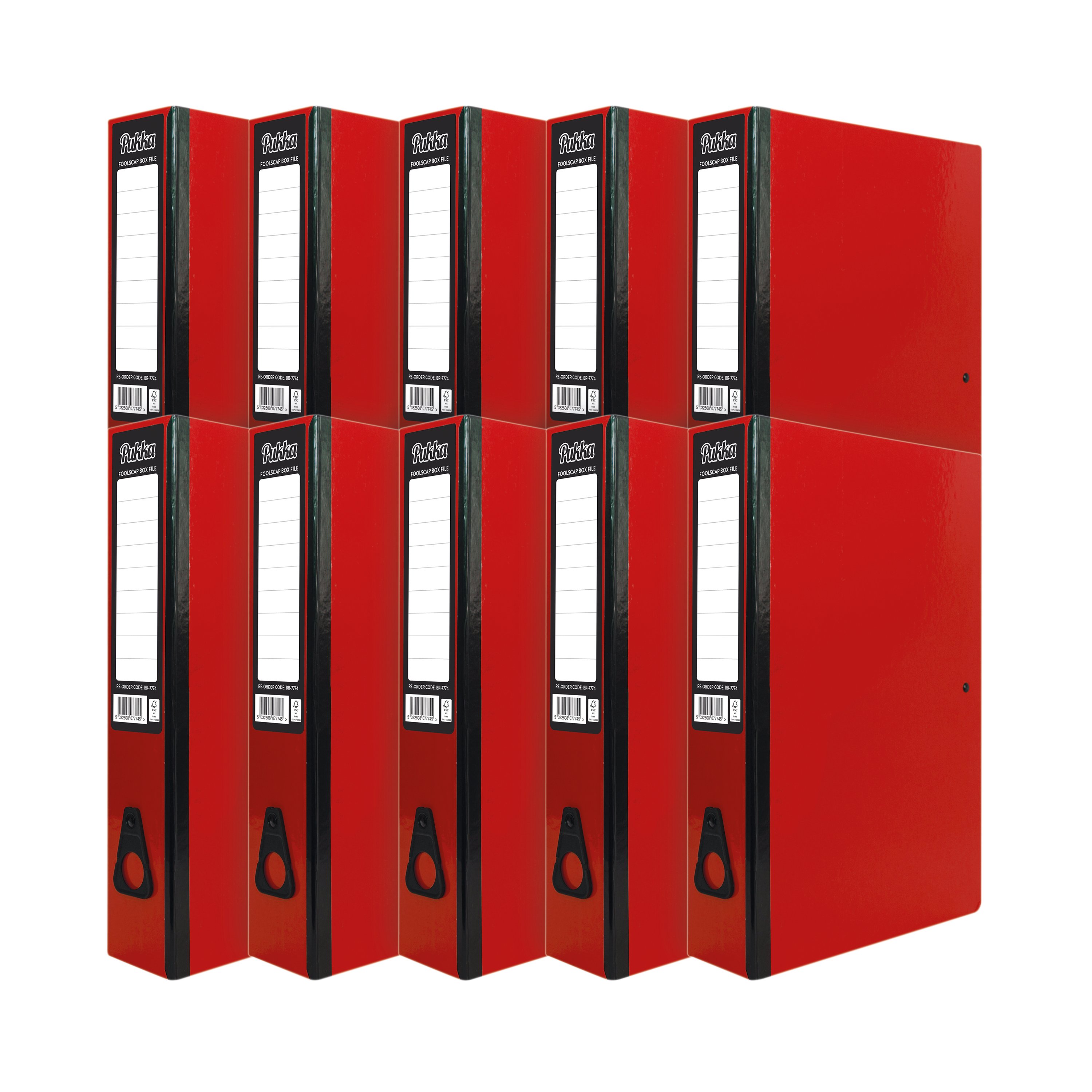 Mesco Red Box File Pukka Brights Box File Foolscap Red (10 Pack) BR-7774