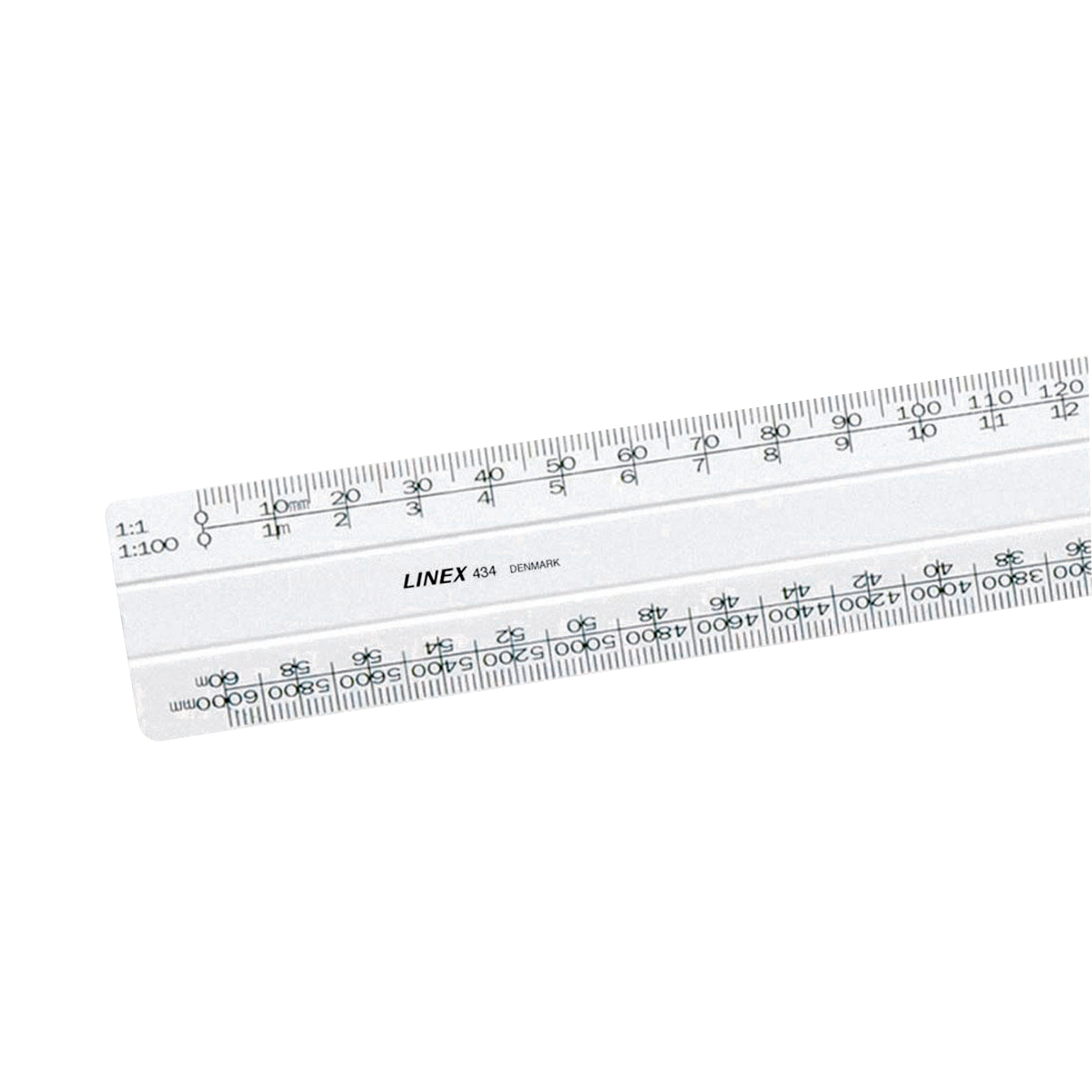 Linex Technical Ruler Linex Flat Scale Ruler 1:1 1:20-500 30cm White LXH 434