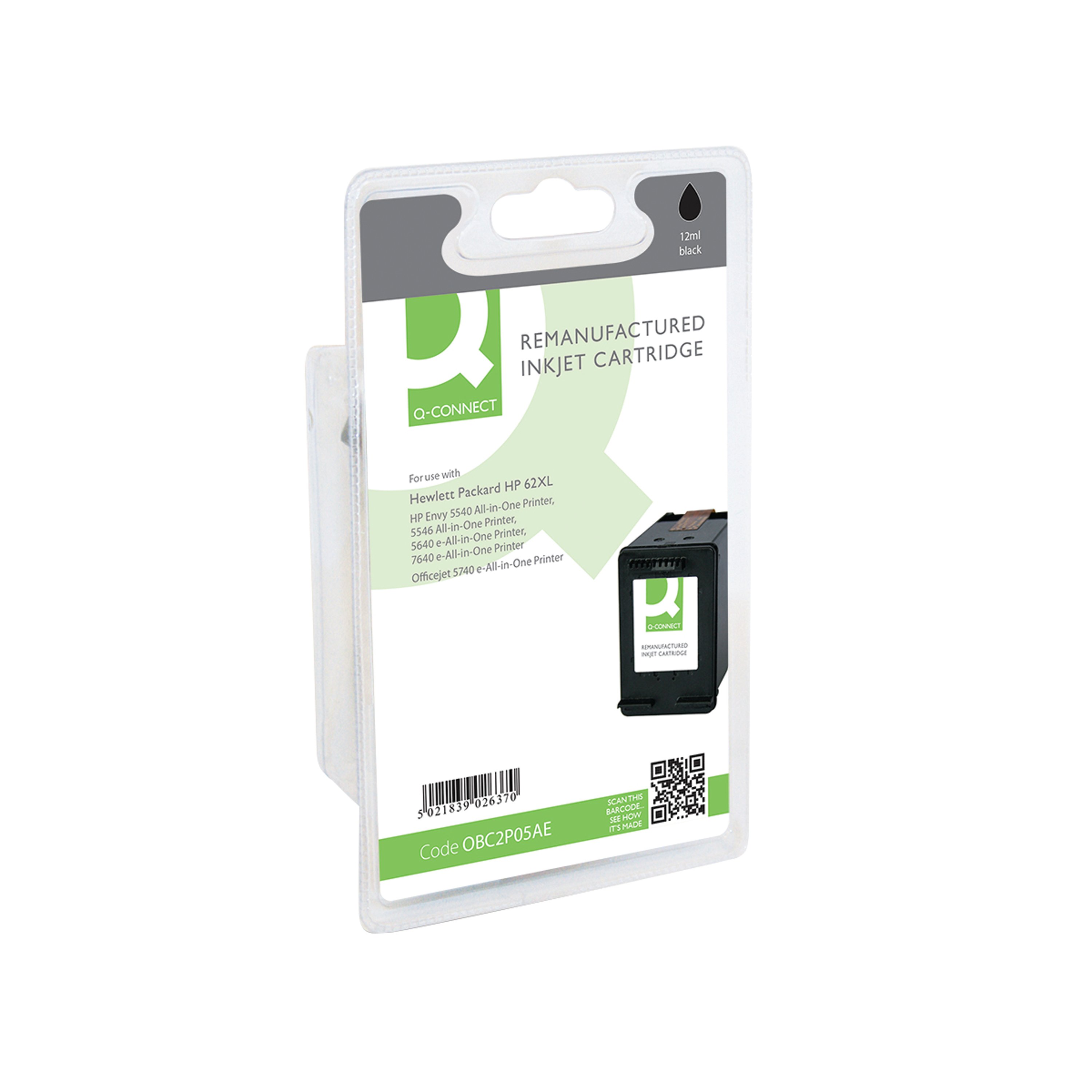 Image of Q-Connect Remanufactured Inkjet Cartridge Black For HP C2P05AE C2P05AE-COMP