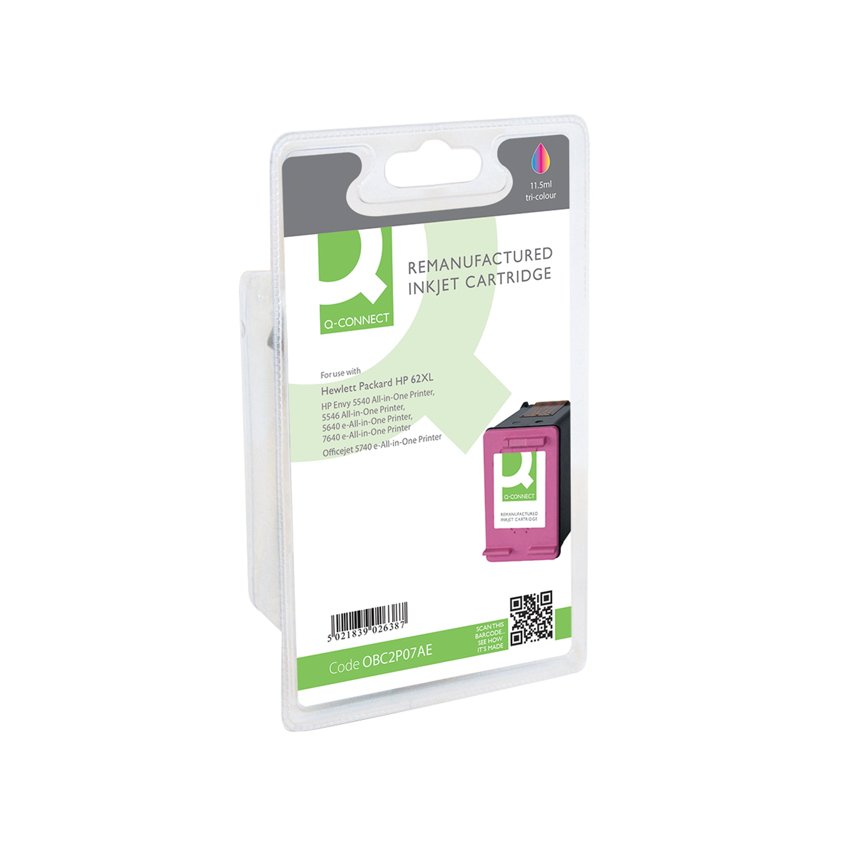 Image of Q-Connect Remanufactured Inkjet Cartridge CMY For HP C2P07AE C2P07AE-COMP