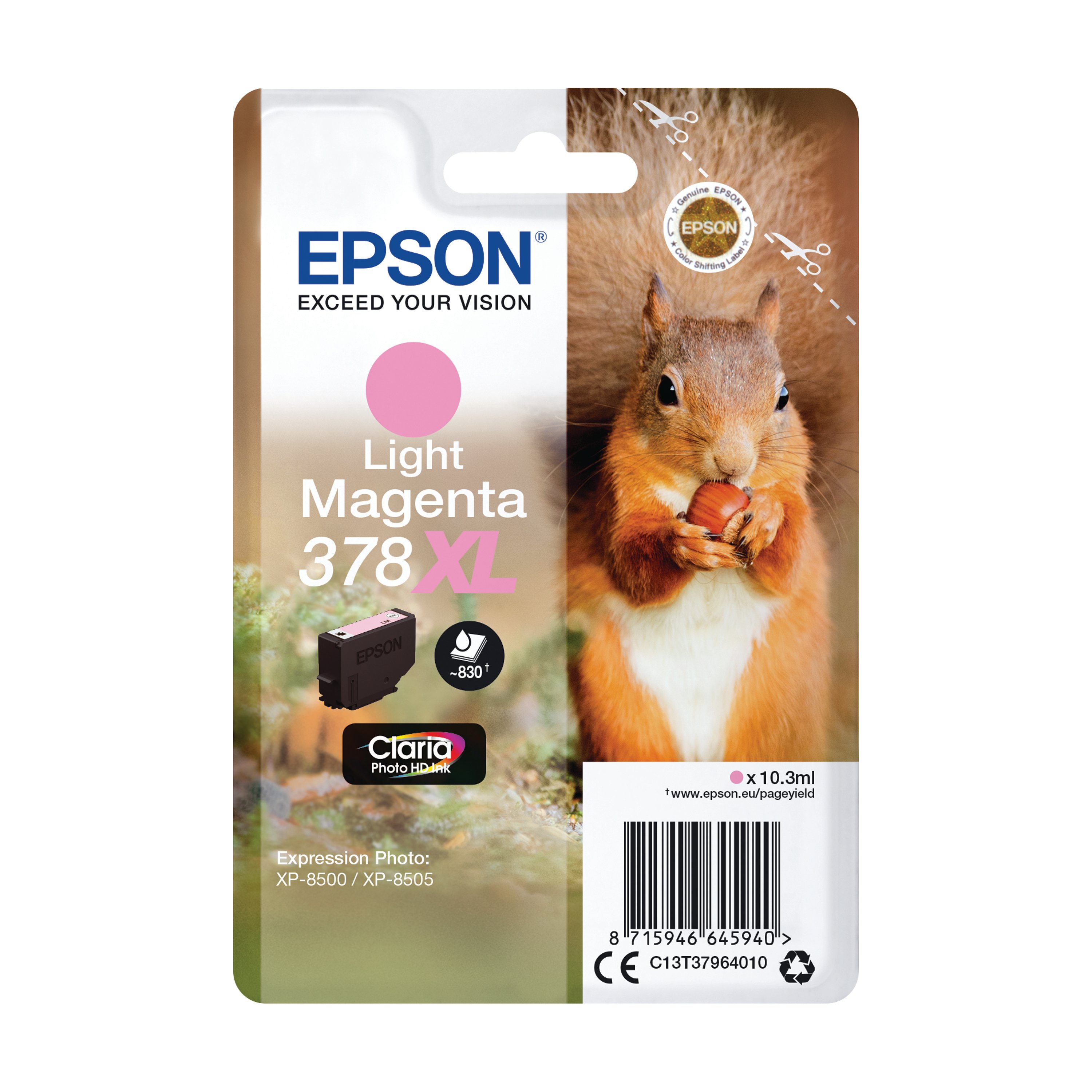 Image of Epson 378XL Squirrel Ink Cartridge High Yield Light Magenta C13T37964010