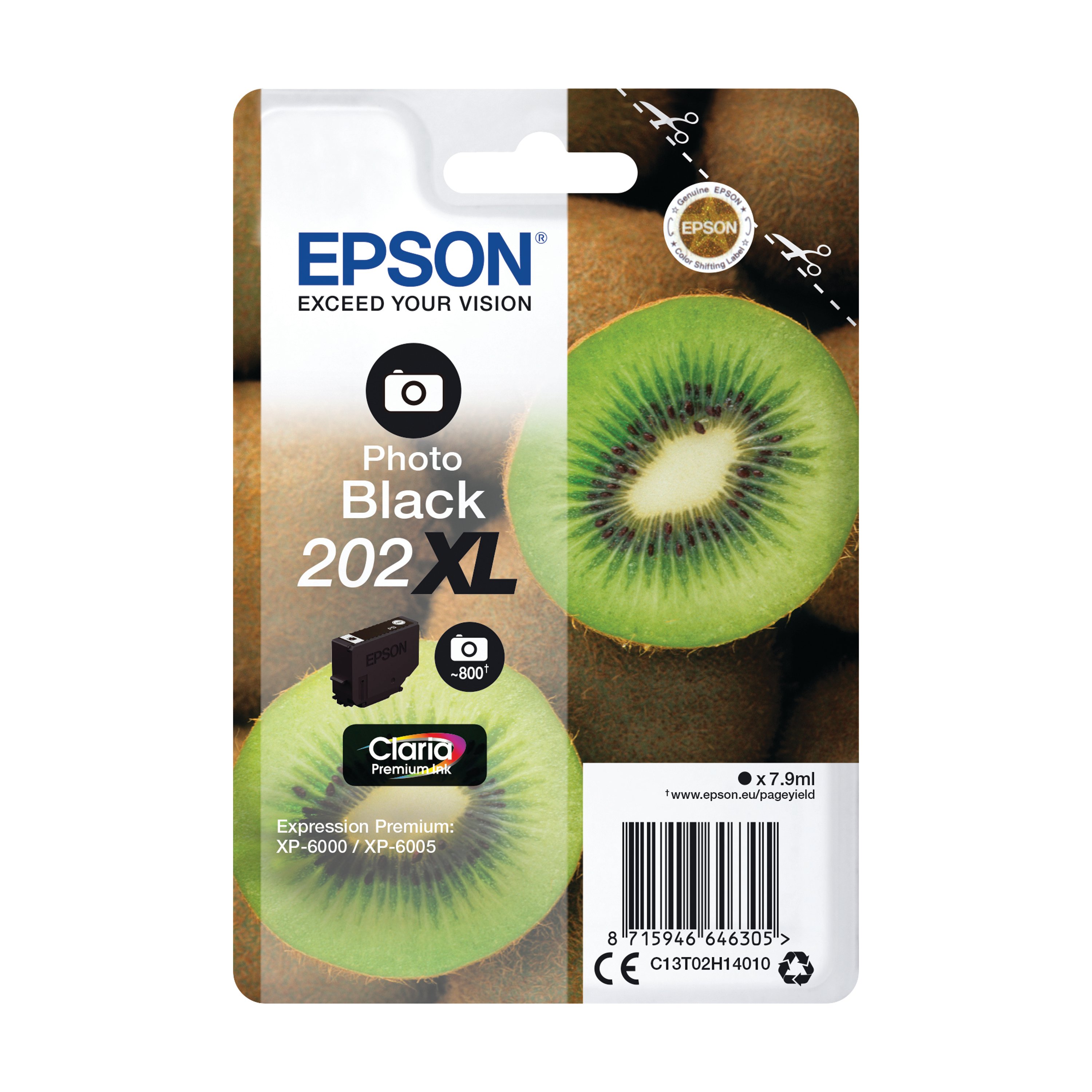 Image of Epson 202XL Kiwi Claria Premium Ink Cartridge High Yield Photo Black C13T02H14010