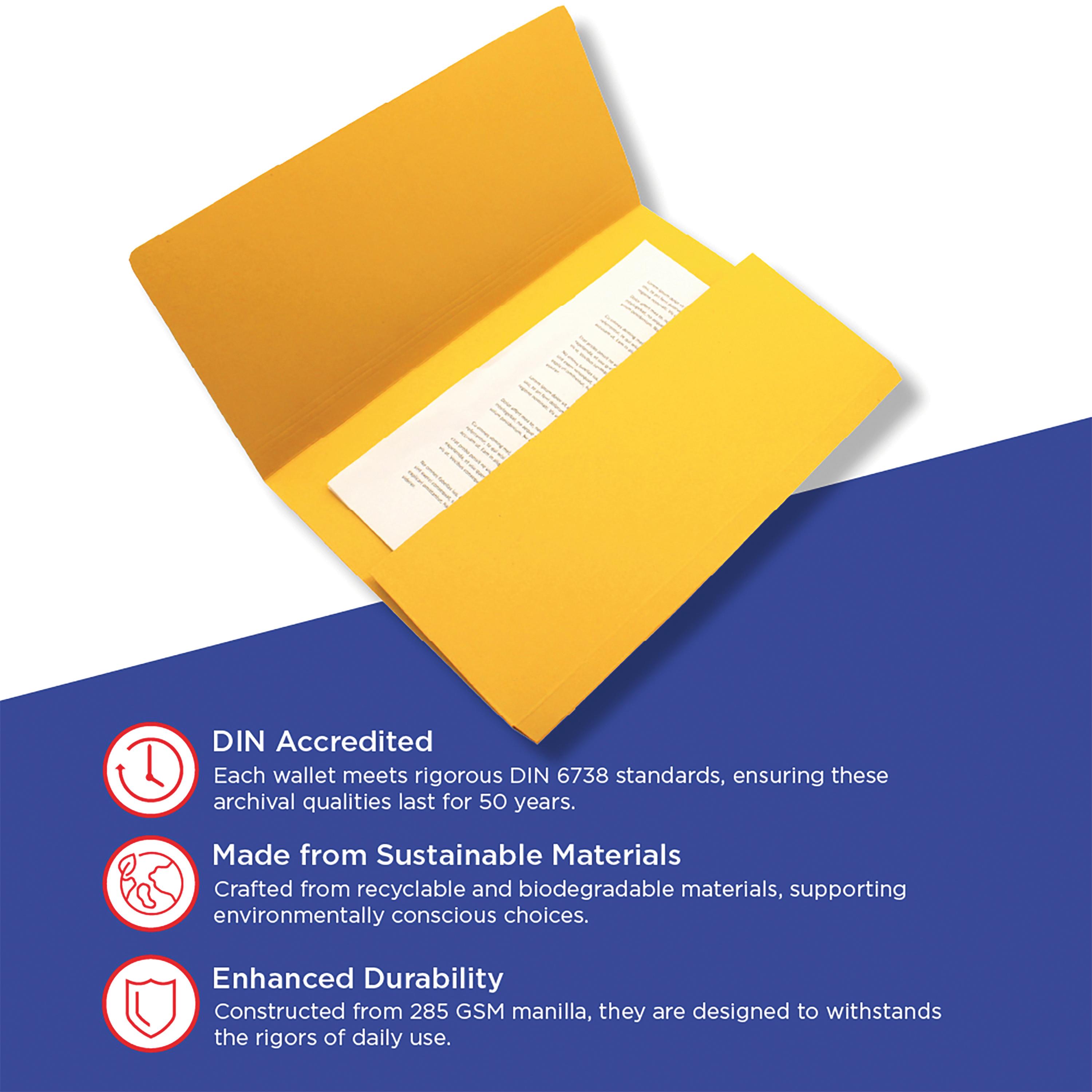 Exacompta Guildhall Document Wallet Foolscap Yellow (Pack of 50) GDW1-YLW