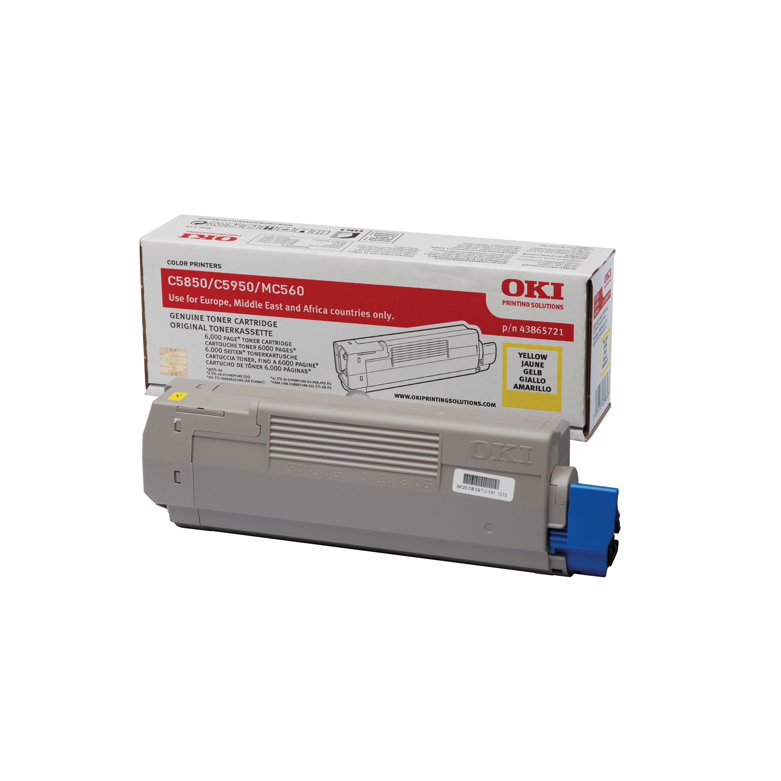 Image of Oki C5850/5950 6K Toner Cartridge Yellow 43865721