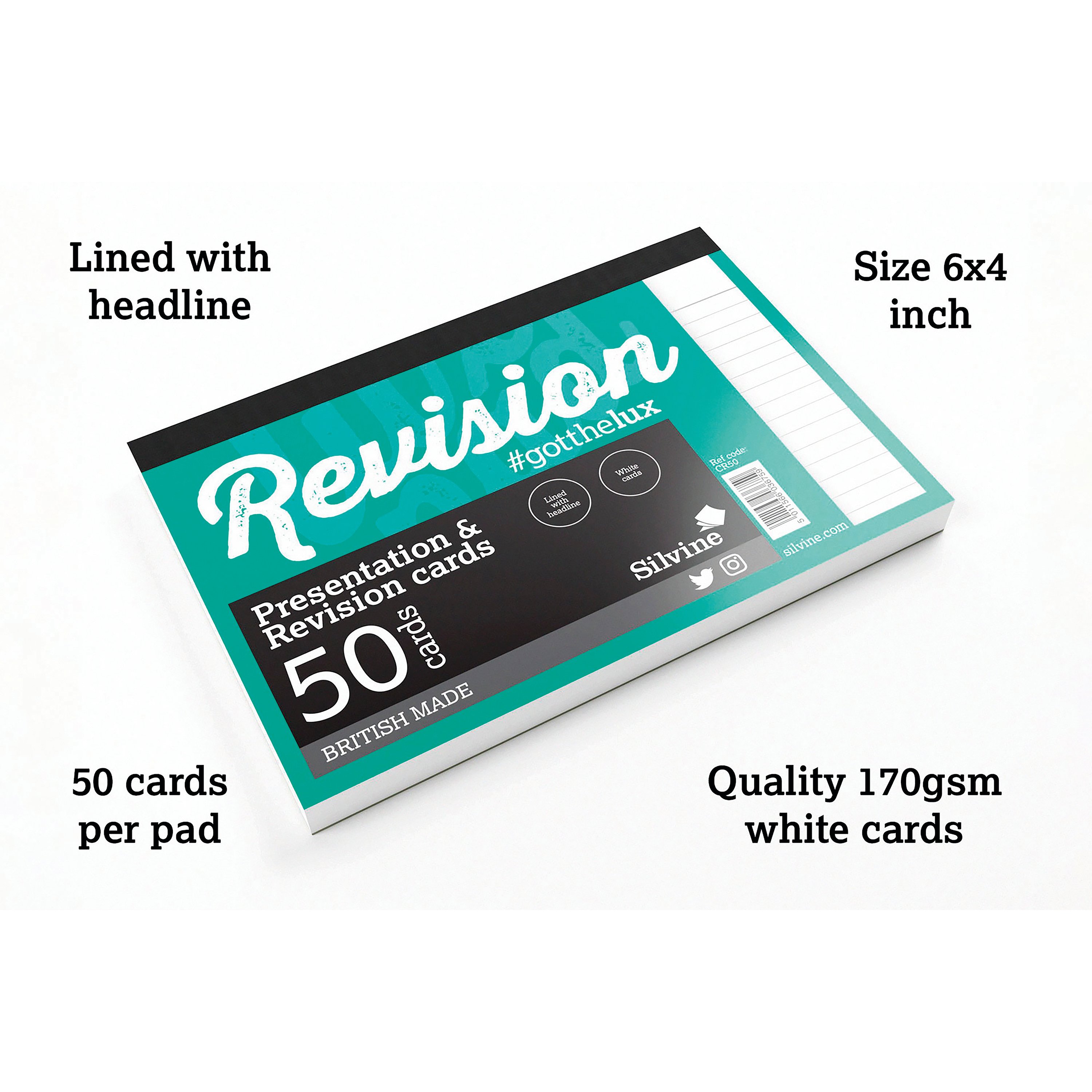 Revision Notepad Silvine Revision Card Notepad 50 Card White Pack of 1000 CR50