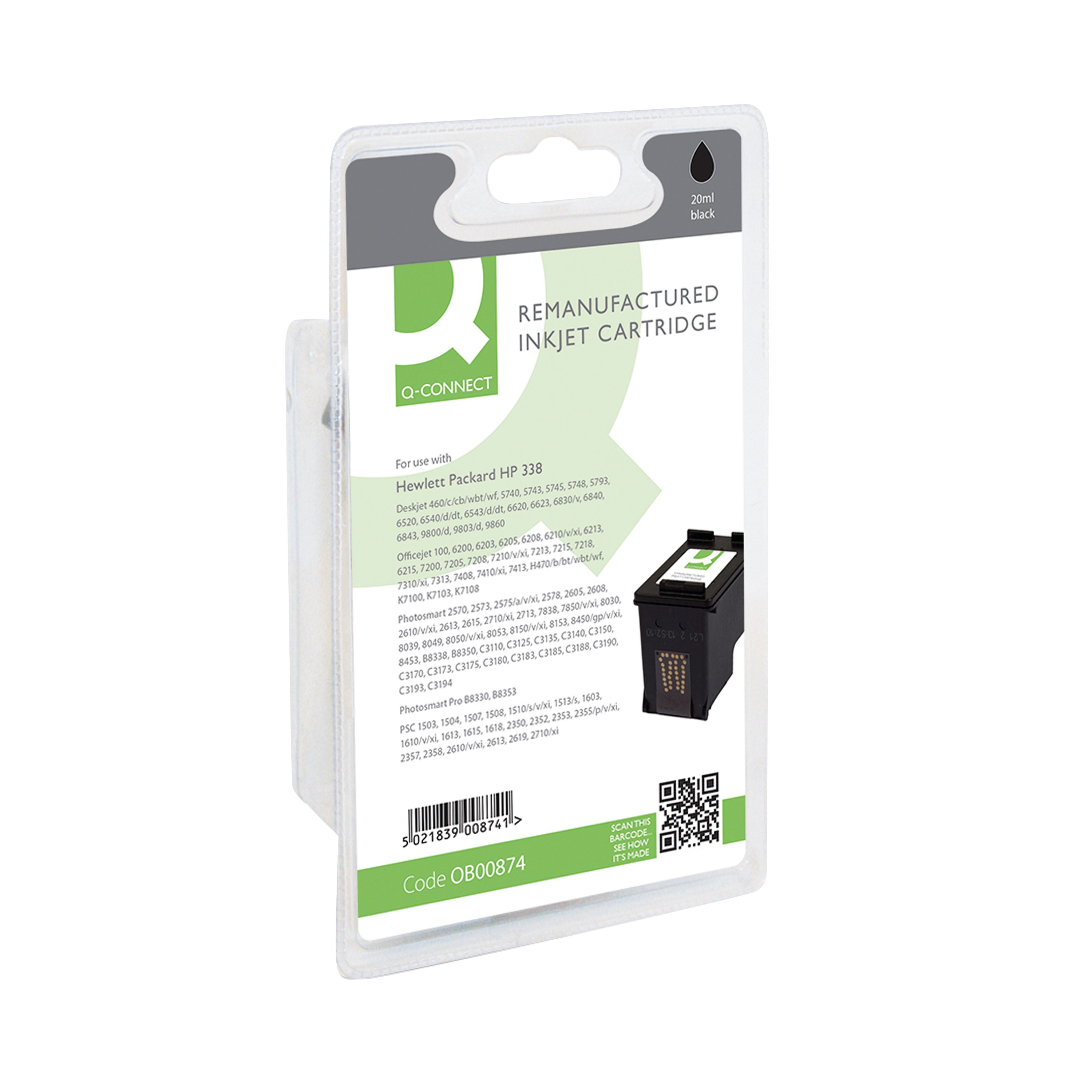 Image of Q-Connect Remanufactured Inkjet Cartridge Black For HP C8765E C8765E-COMP