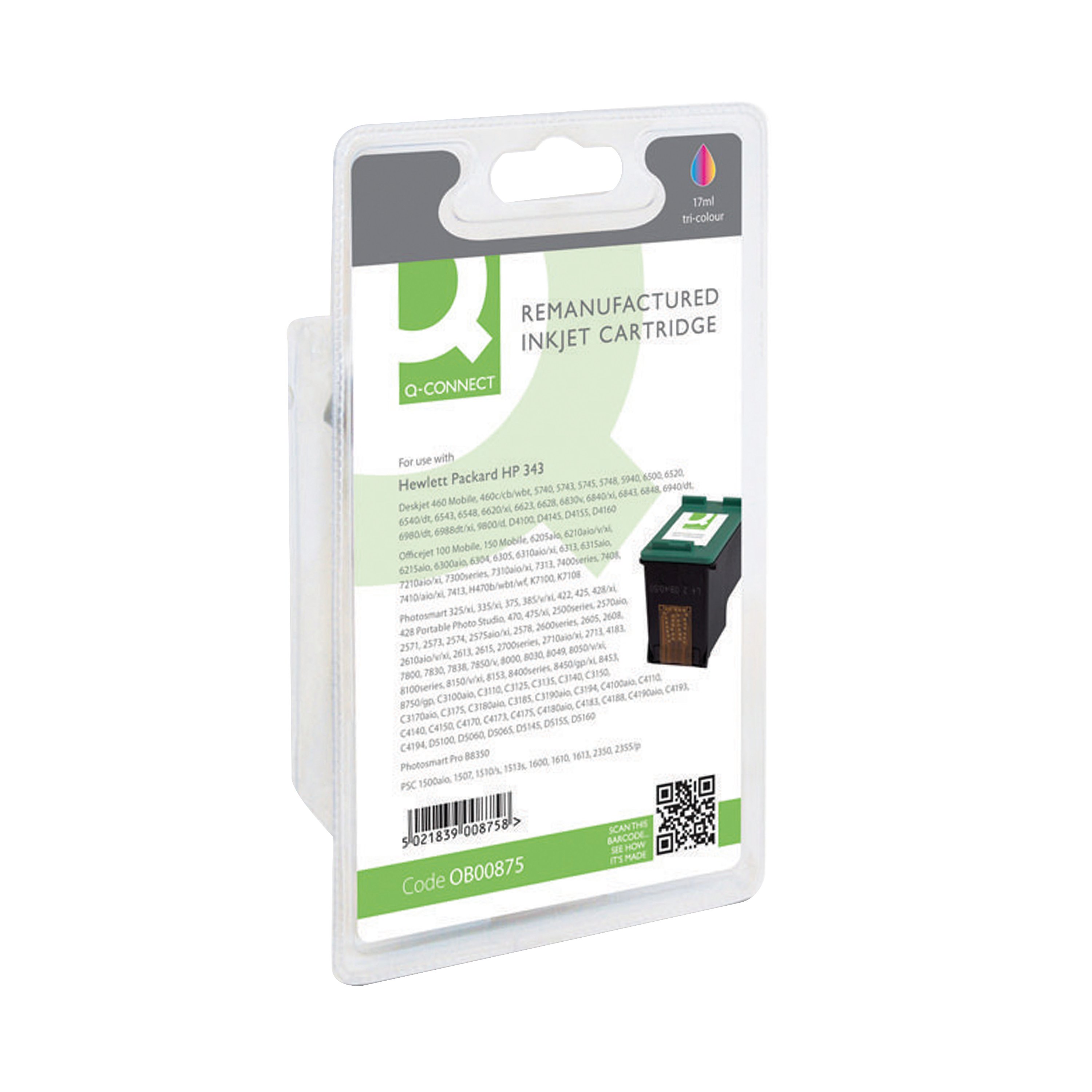 Image of Q-Connect Remanufactured Inkjet Cartridge Tri-colour For HP C8766E C8766E-COMP