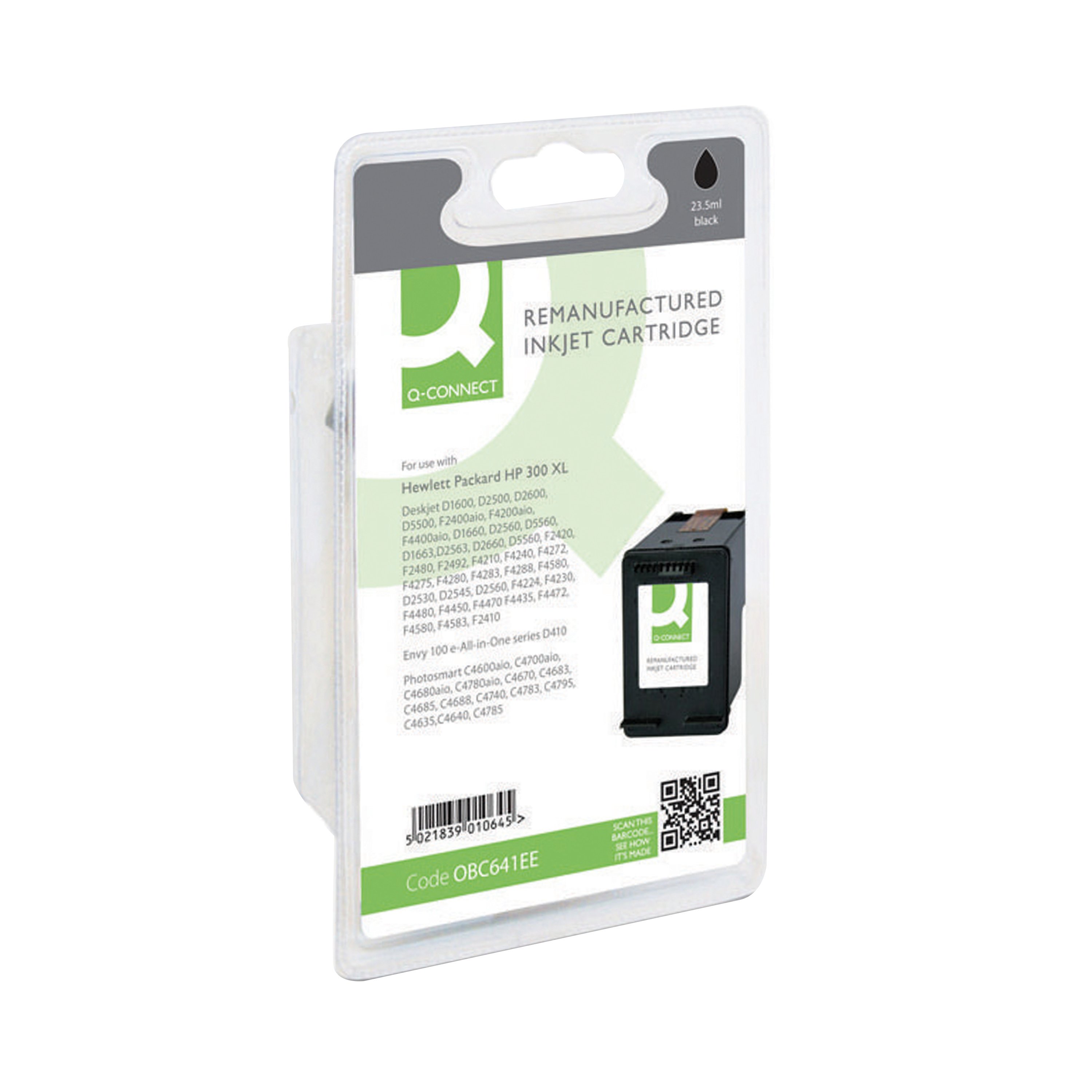 Image of Q-Connect Remanufactured Inkjet Cartridge Black For HP CC641EE CC641EE-COMP