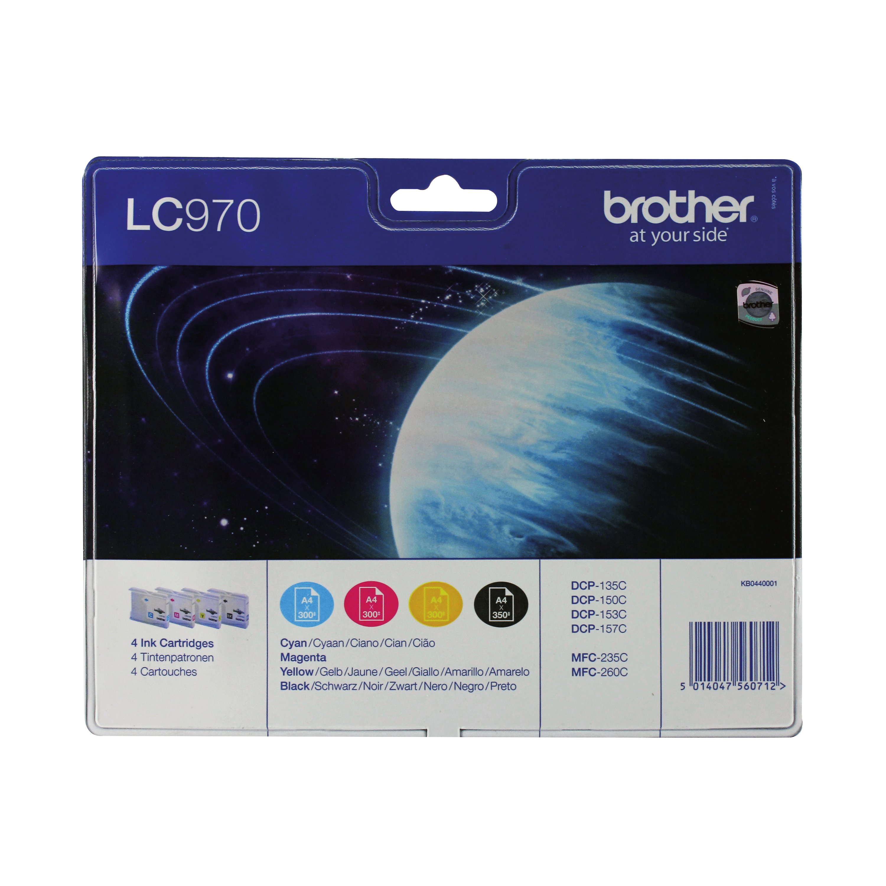 Image of Brother LC970 Inkjet Cartridge CMYK Multipack LC970VALBP