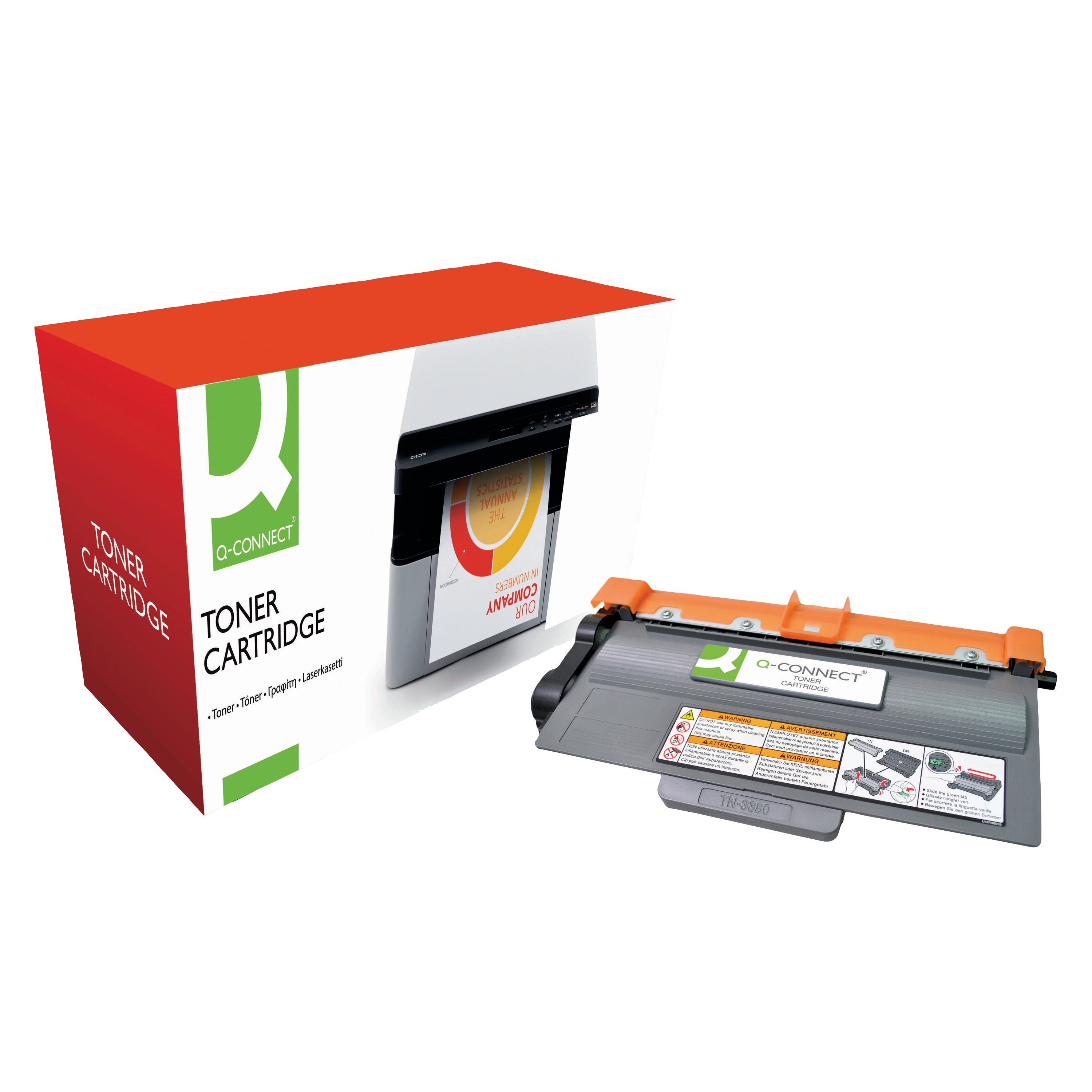 Image of Q-Connect Brother TN-3380 Compatible Toner Cartridge High Yield Black TN3380-COMP