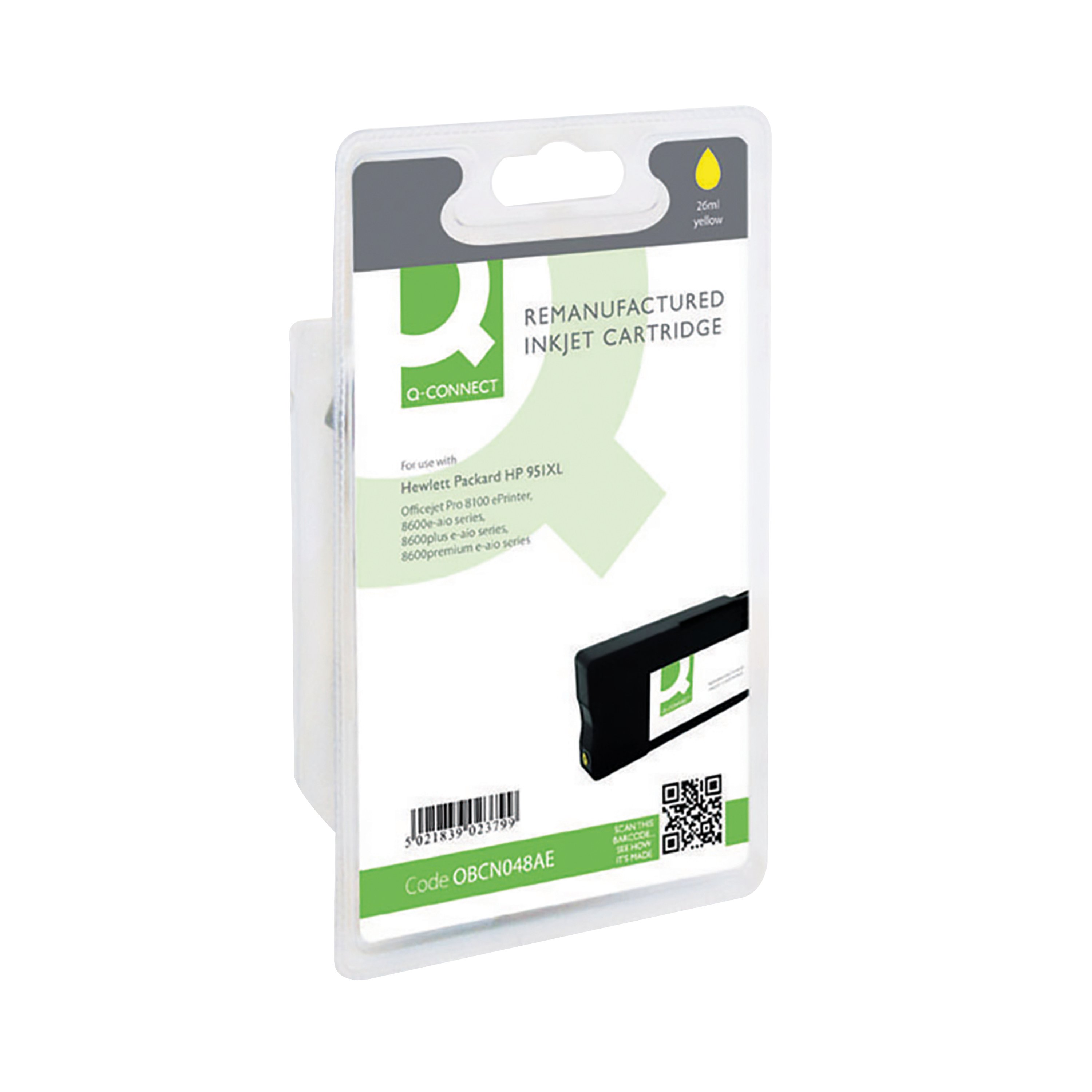 Image of Q-Connect Remanufactured Inkjet Cartridge Yellow For HP CN048AE CN048AE-COMP