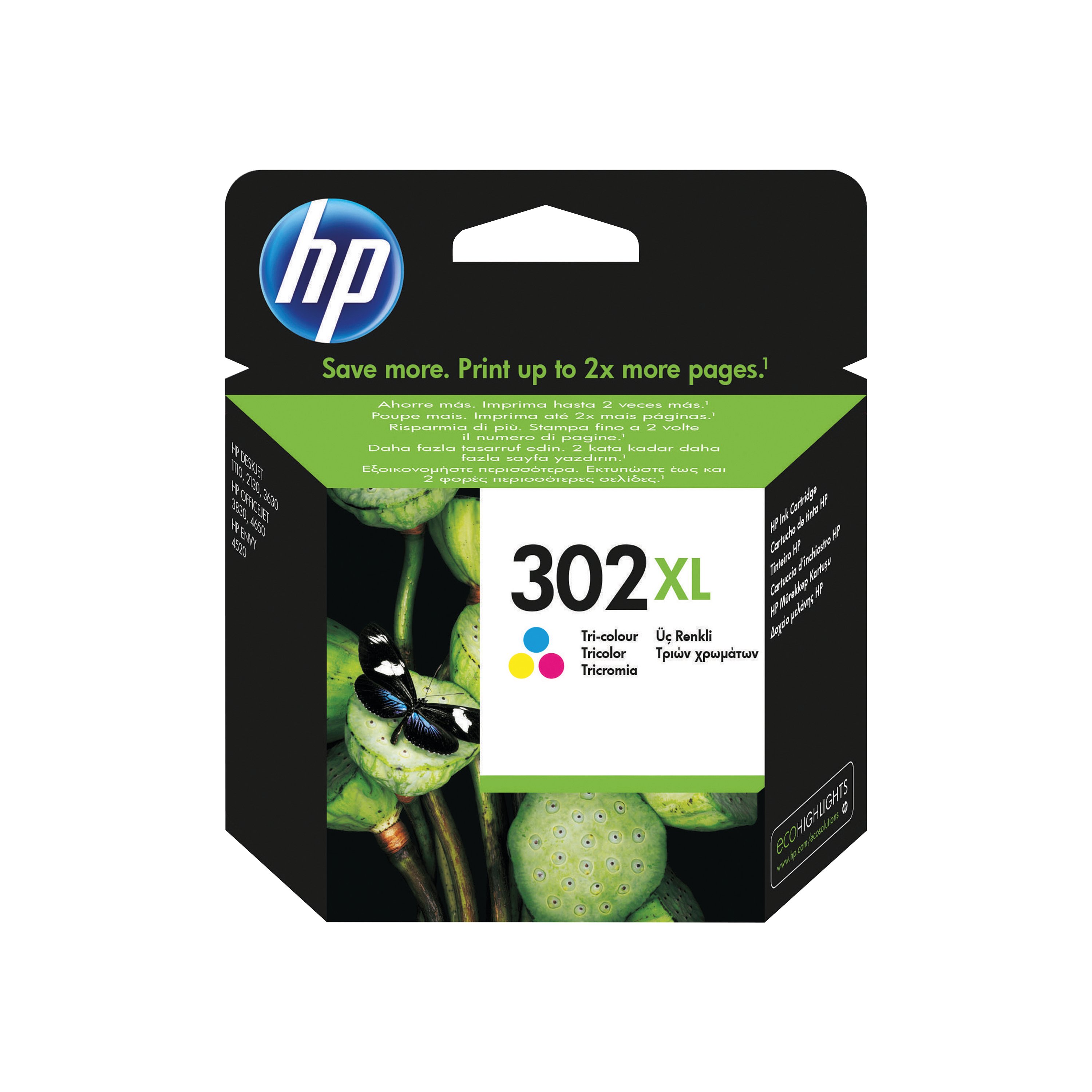 Image of HP 302XL Original Ink Cartridge High Yield Tri-color F6U67AE