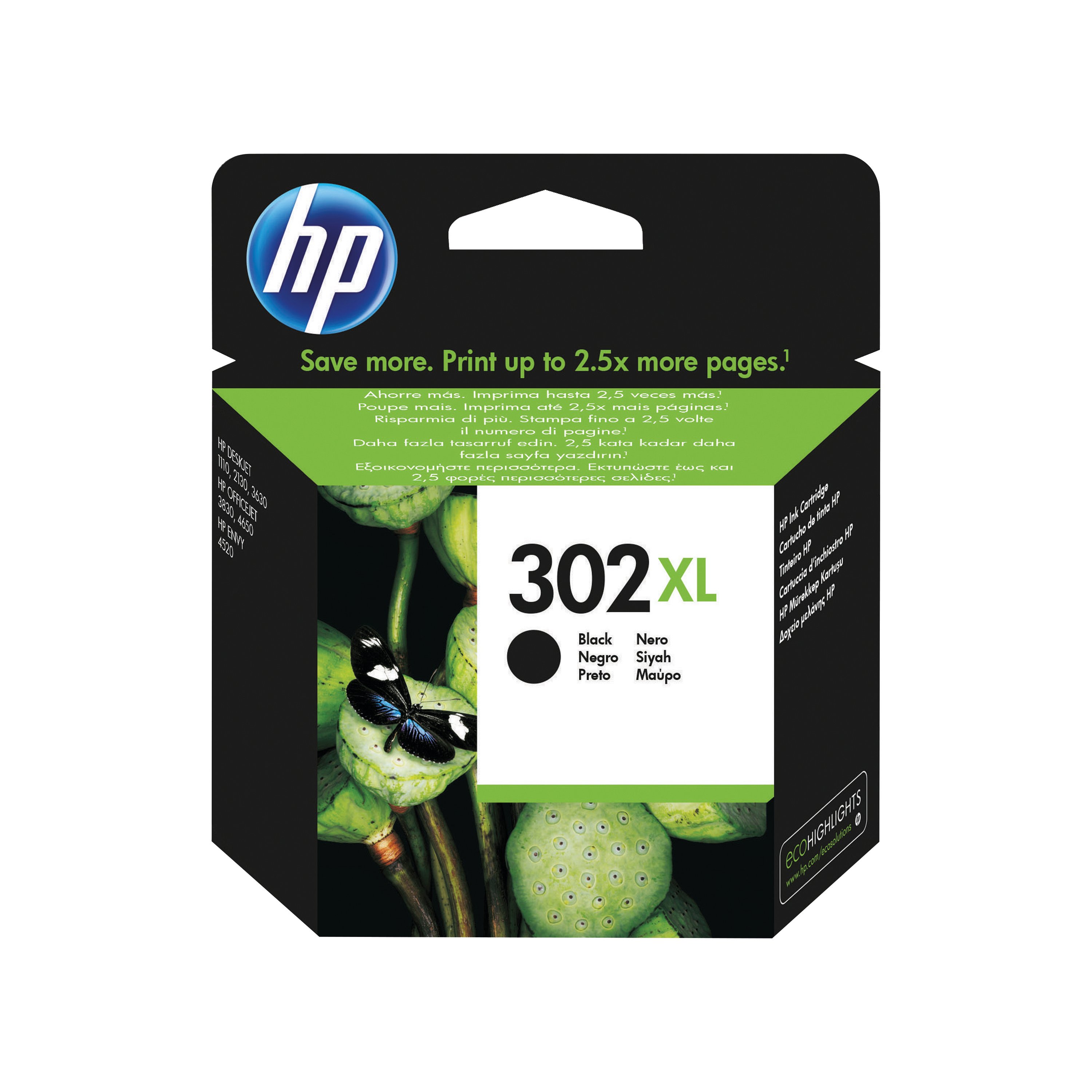 Image of HP 302XL Original Ink Cartridge High Yield Black F6U68AE