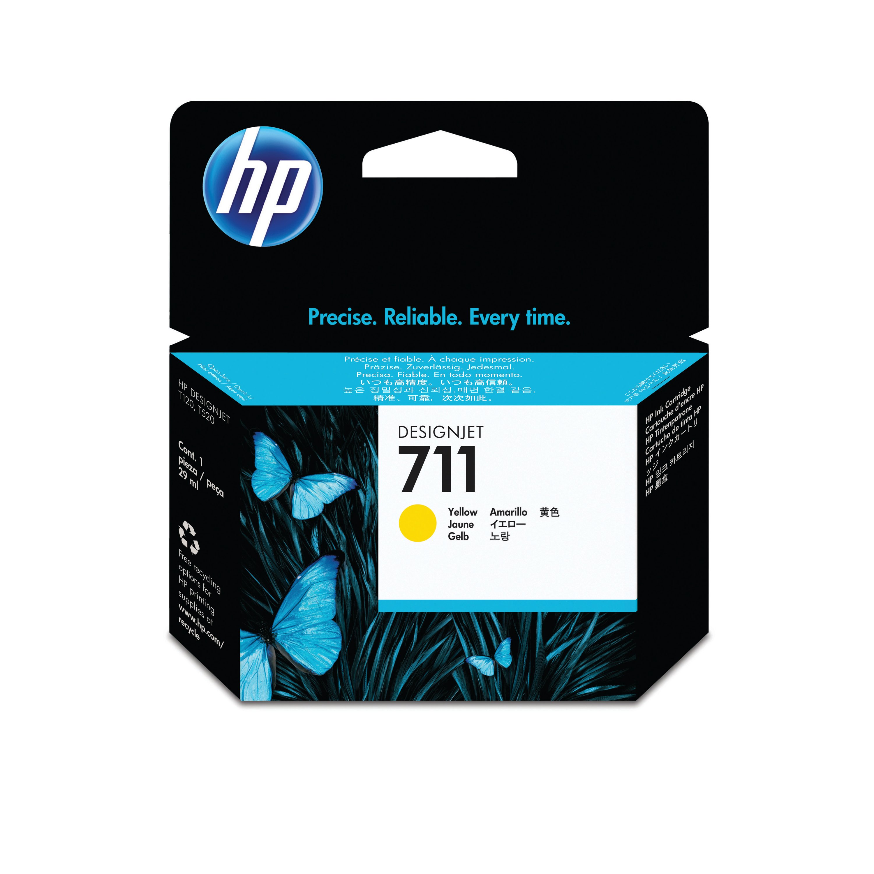 Image of HP 711 DesignJet Ink Cartridge 29-ml Yellow CZ132A