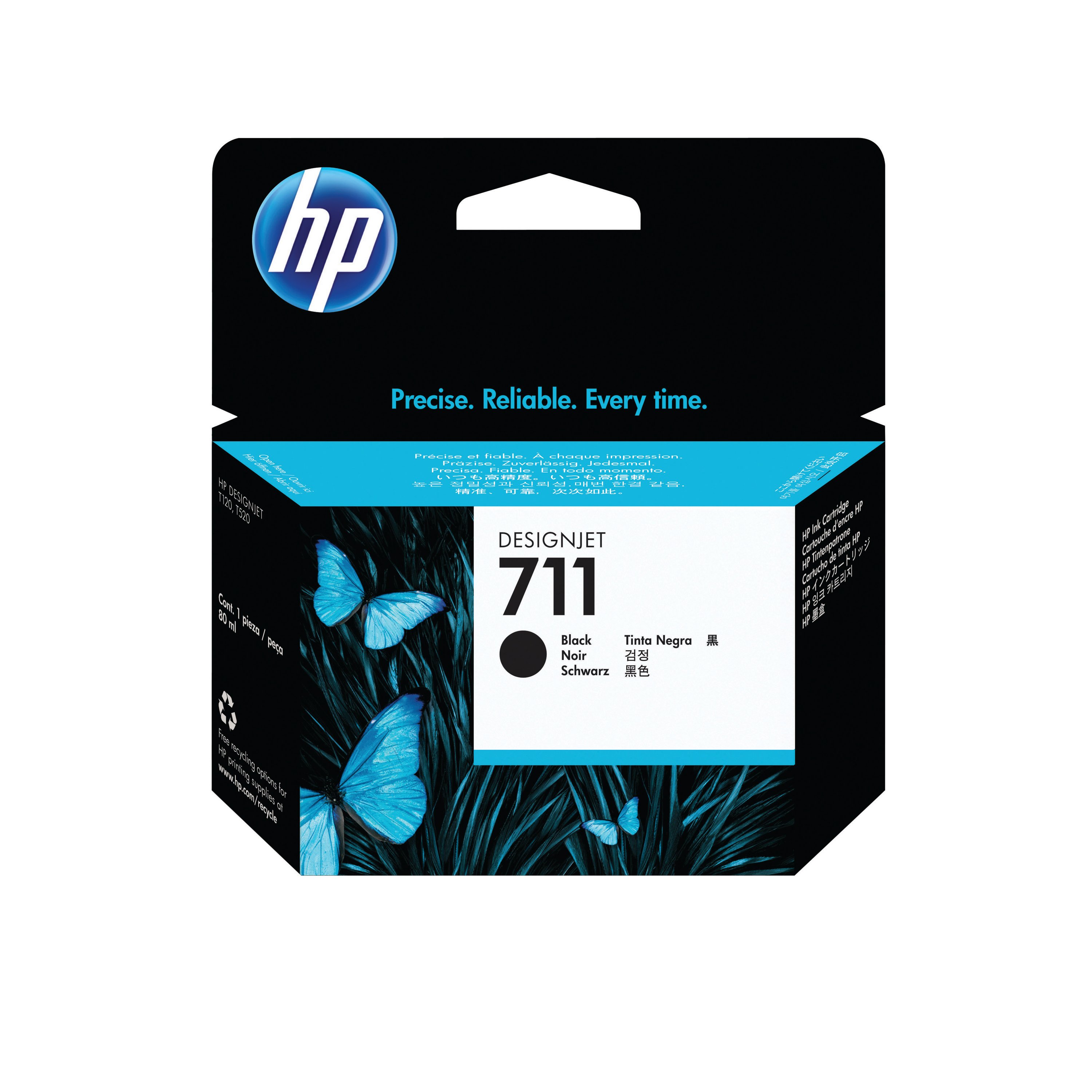 Image of HP 711 DesignJet Ink Cartridge 80-ml Black CZ133A