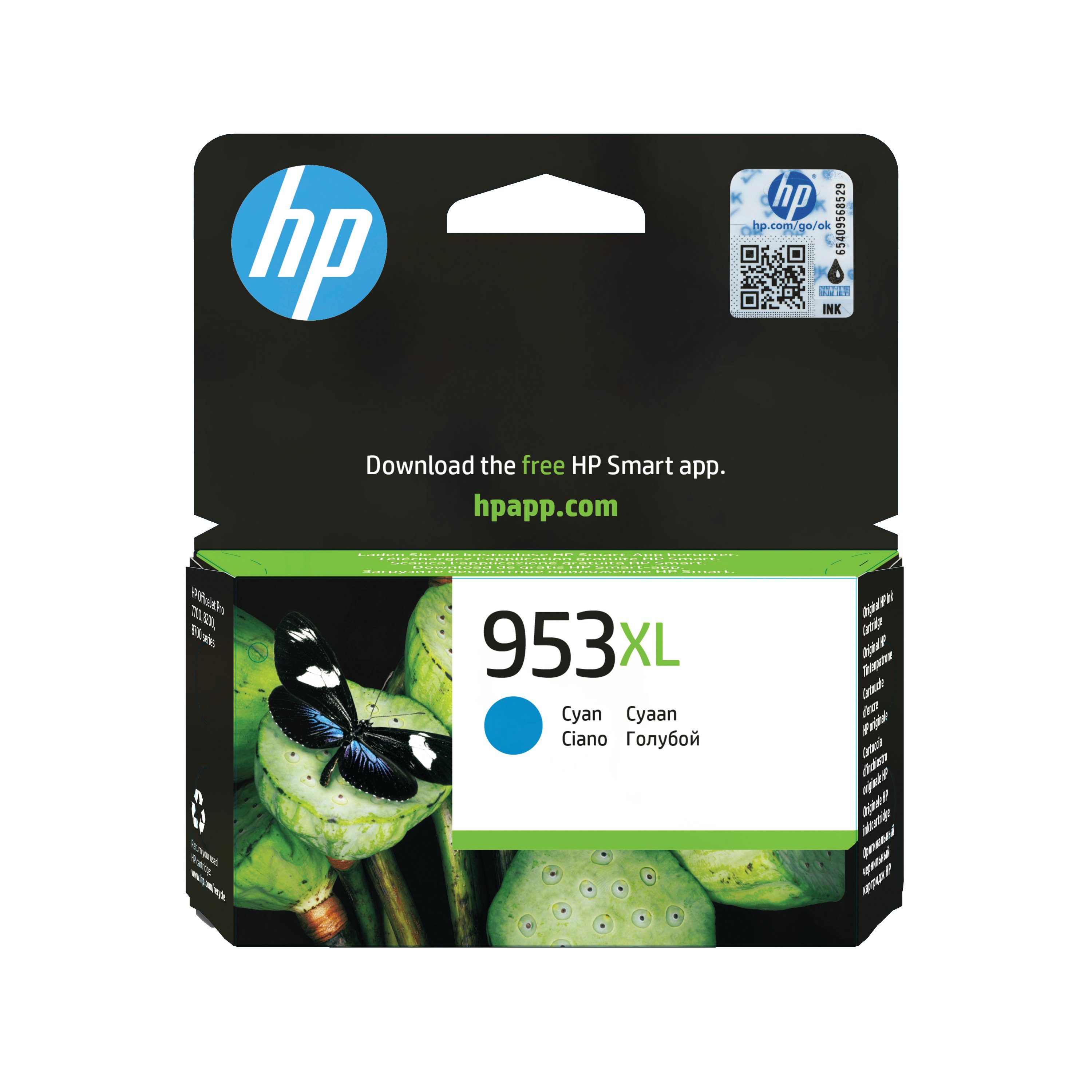 Image of HP 953XL Original Ink Cartridge High Yield Cyan F6U16AE