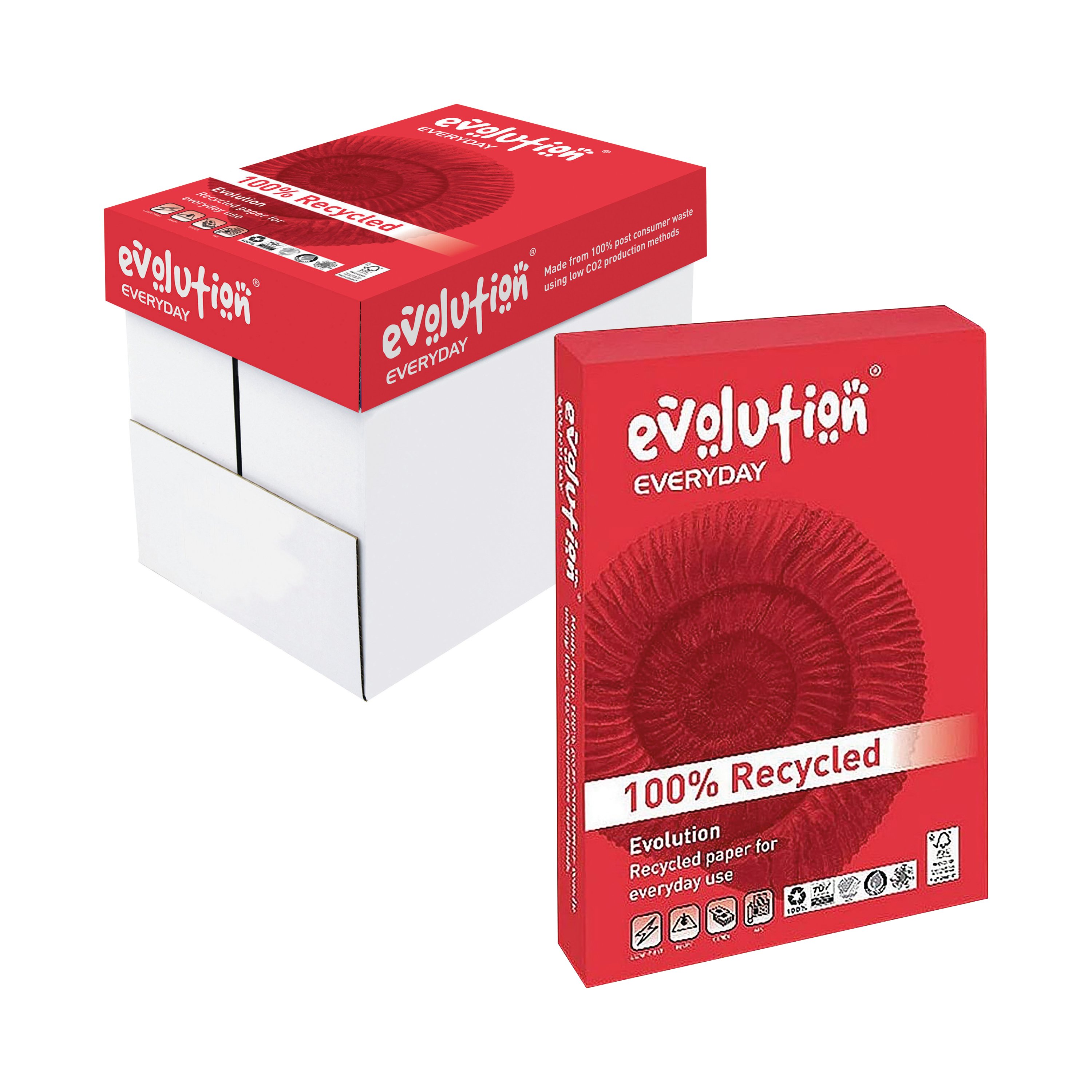 Image of Evolution Everyday A4 Recycled Paper 80gsm White (Pack of 2500) EVE2180