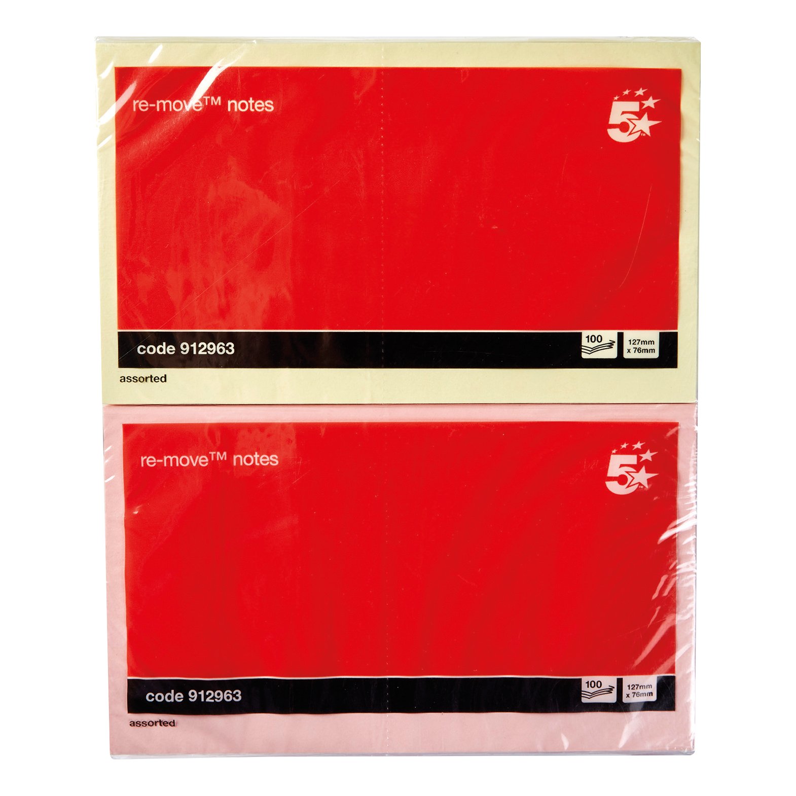 5 Star Re-Move Sticky Notes Repositionable 76x127mm Assorted Pastel ...