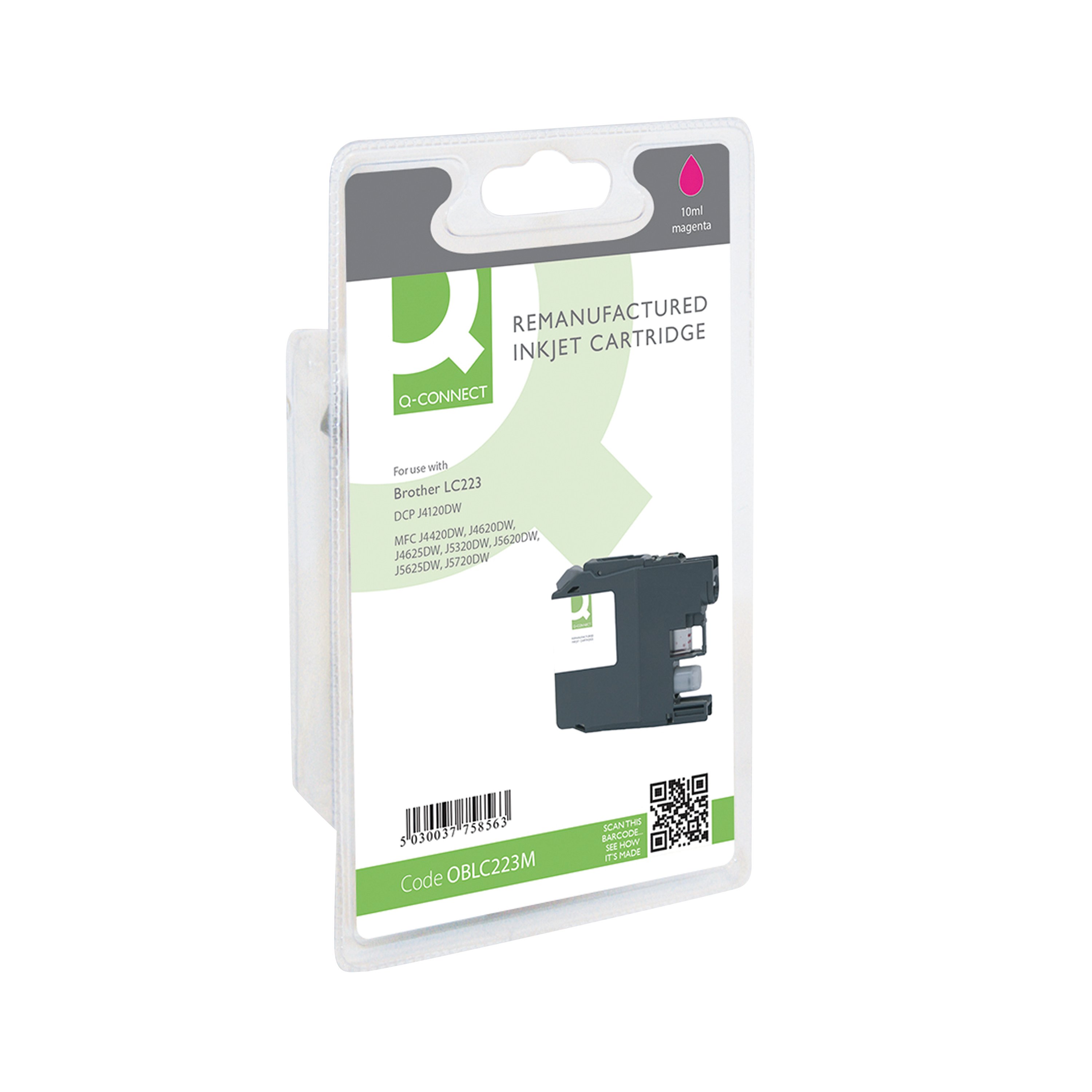 Image of Q-Connect Brother LC223M Compatible Inkjet Cartridge Magenta LC223M-COMP