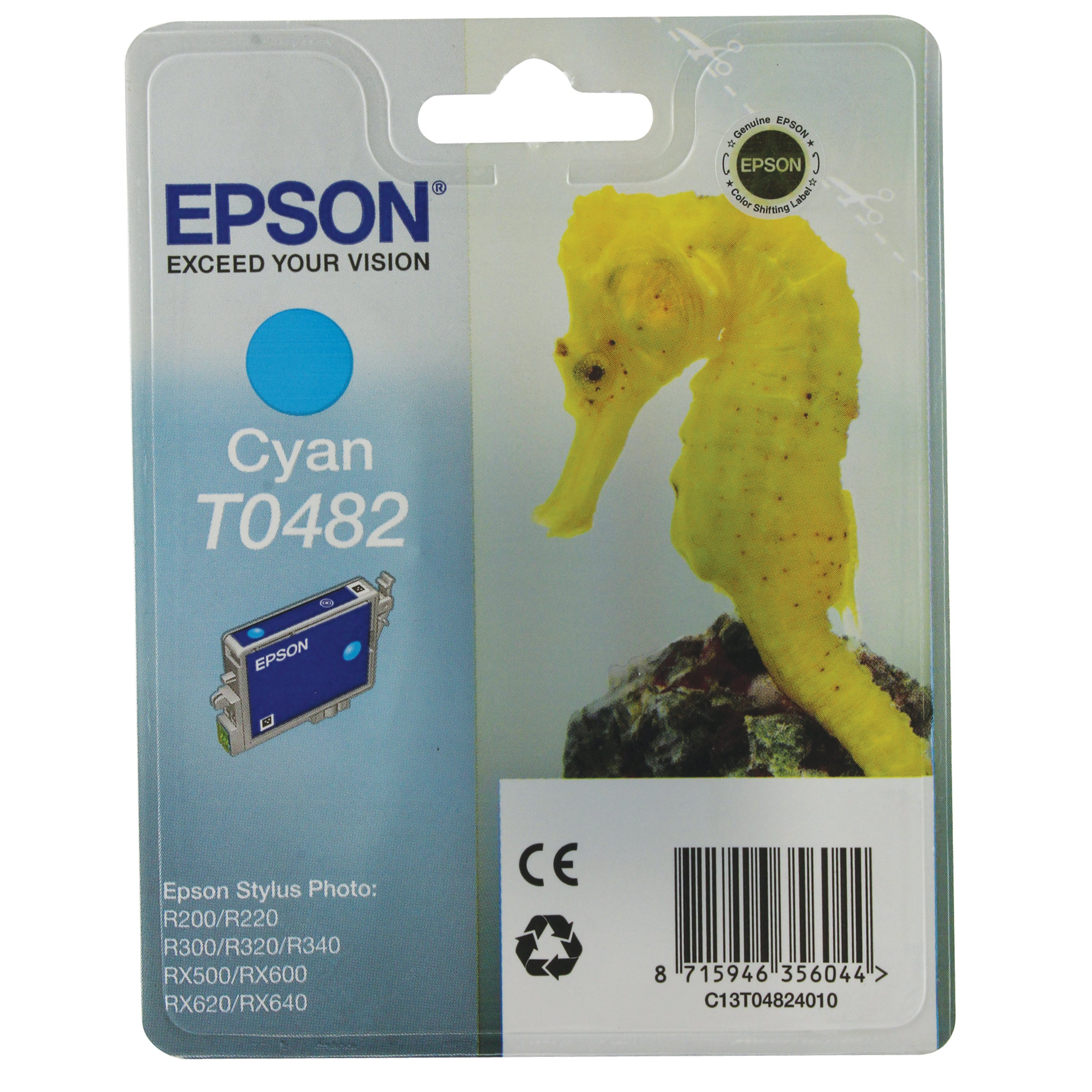 Image of Epson T0482 Seahorse Ink Cartridge Cyan C13T04824010