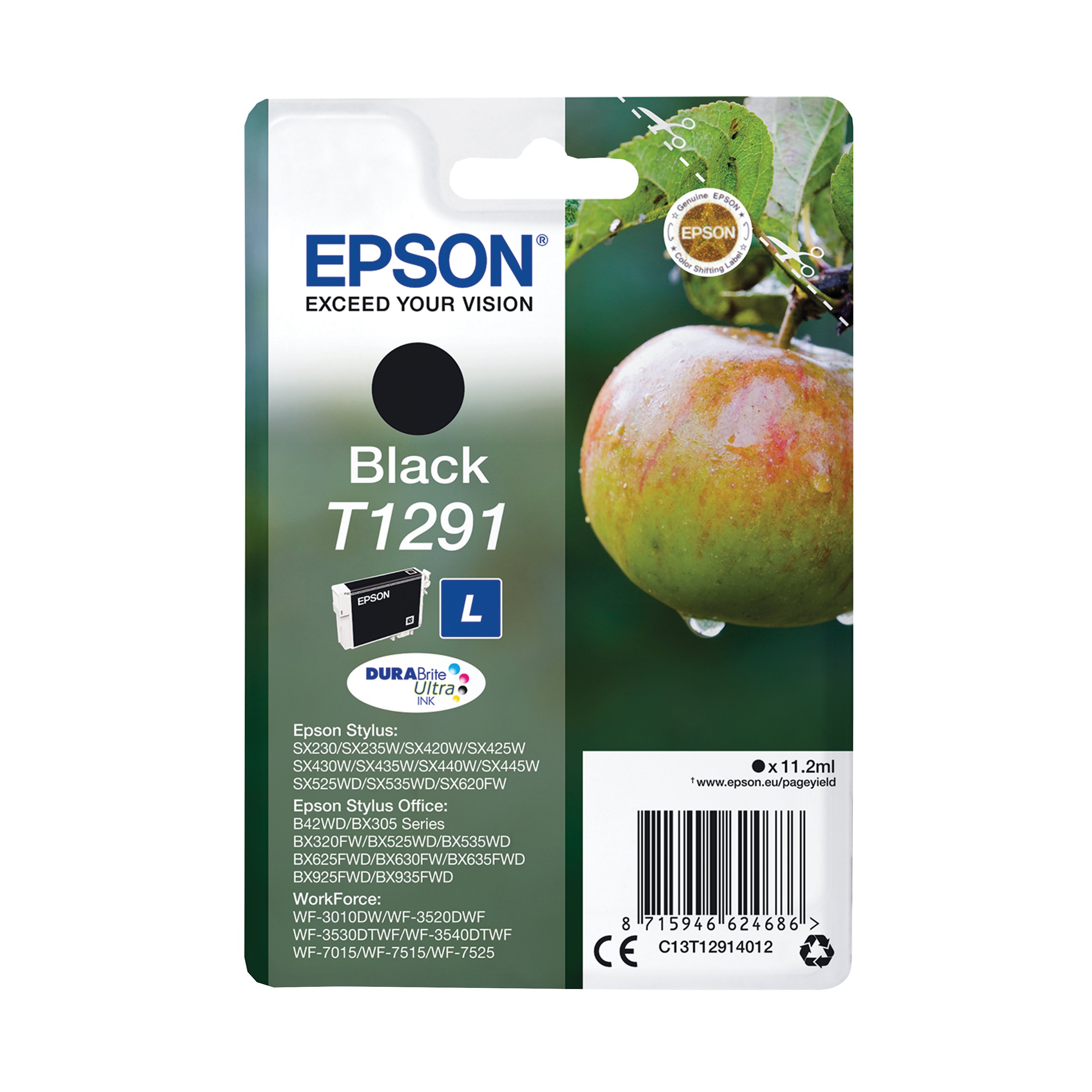 Image of Epson T1291 Apple DURABrite Ultra Ink Cartridge Black C13T12914012