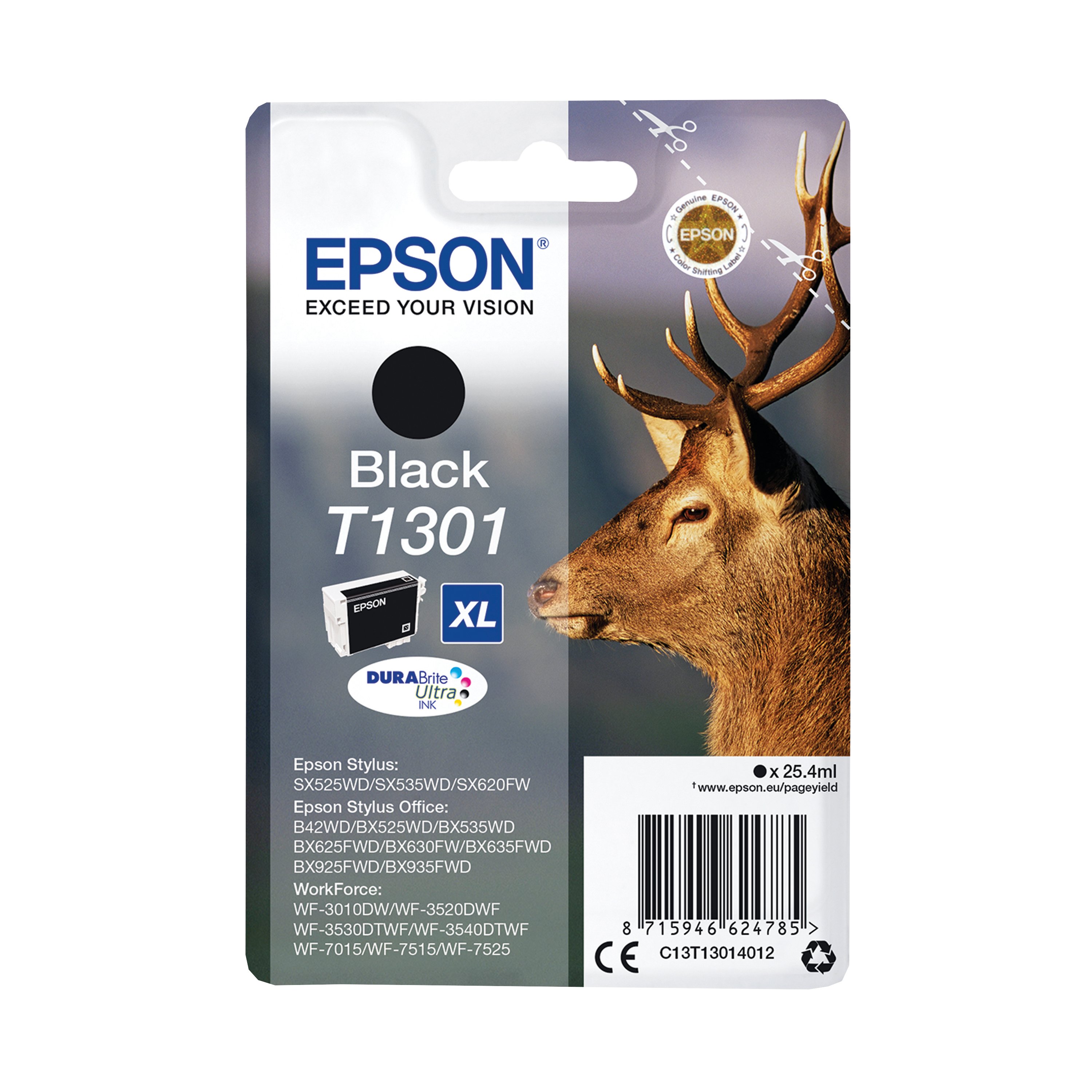 Image of Epson T1301 Stag DURABrite Ultra Ink Cartridge Black C13T13014012