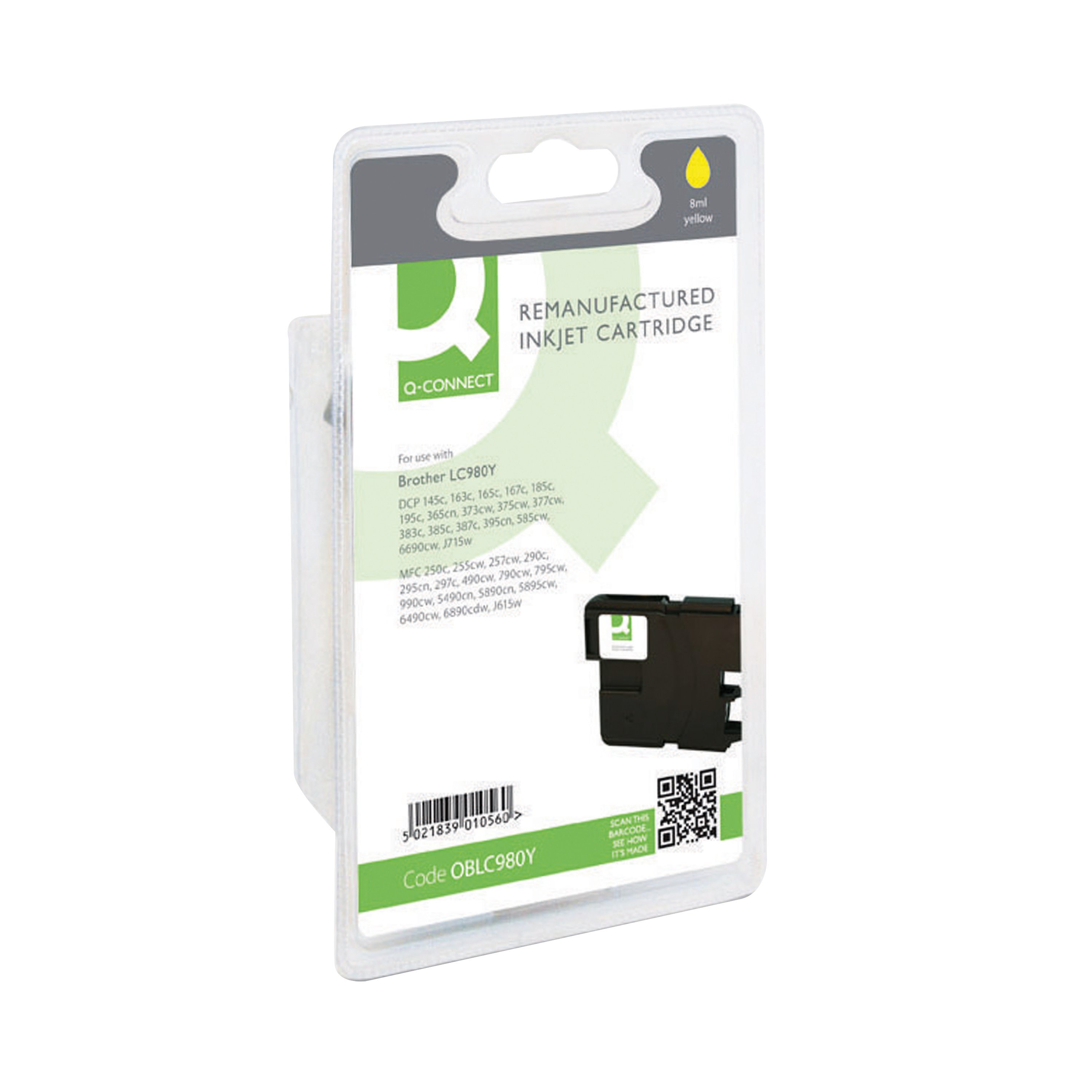 Image of Q-Connect Brother LC980Y Remanufactured Ink Cartridge High Yield Yellow LC980Y-COMP