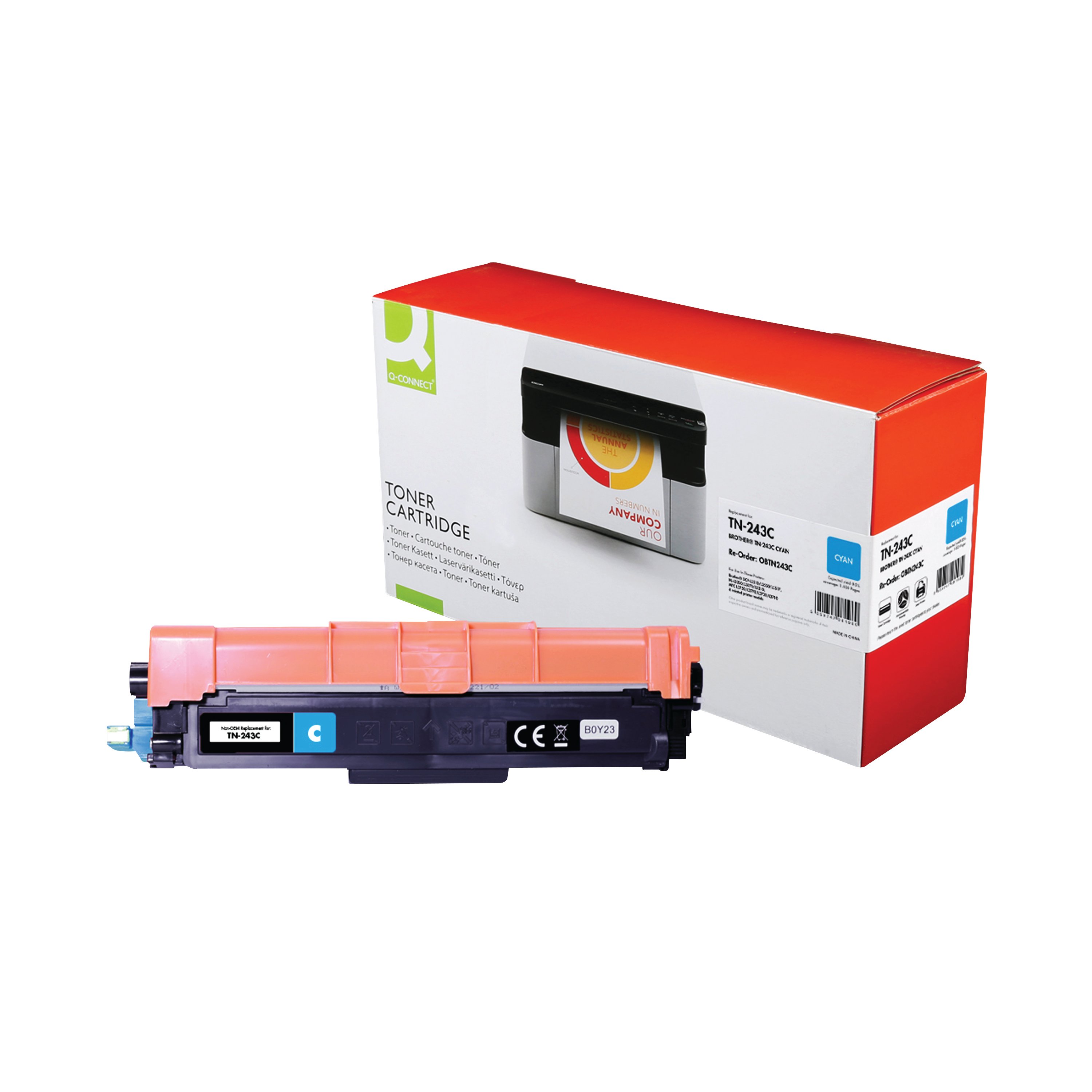 Image of Q-Connect Brother TN-243C Compatible Toner Cartridge Cyan TN-243C-COMP