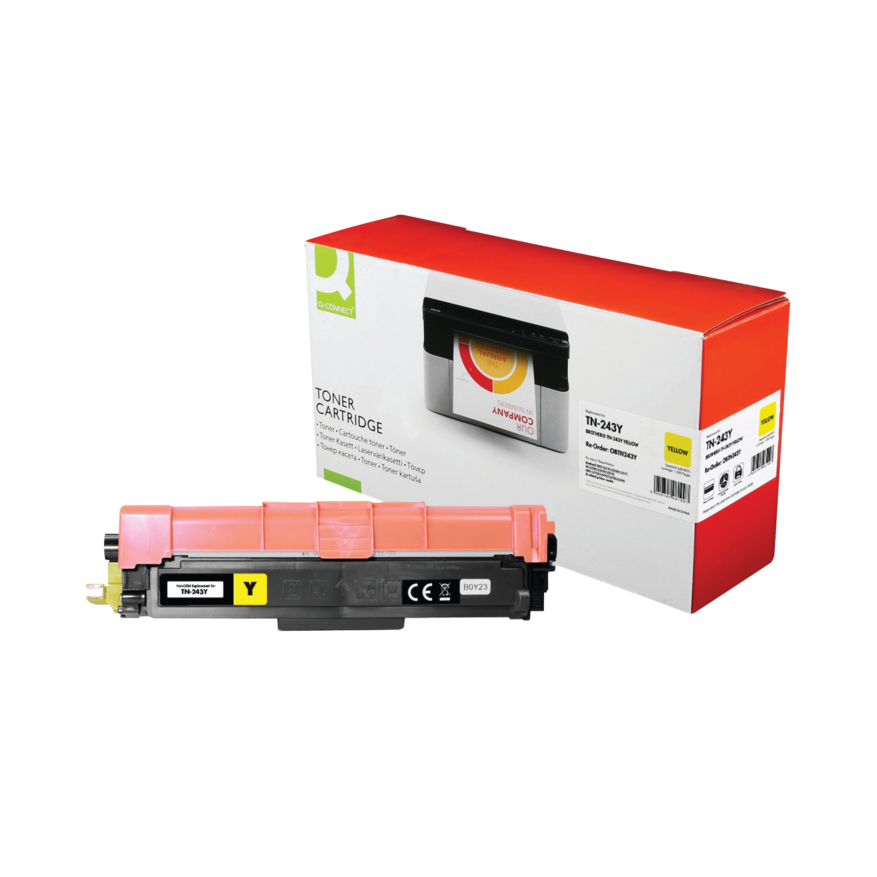 Image of Q-Connect Brother TN-243Y Compatible Toner Cartridge Yellow TN-243Y-COMP