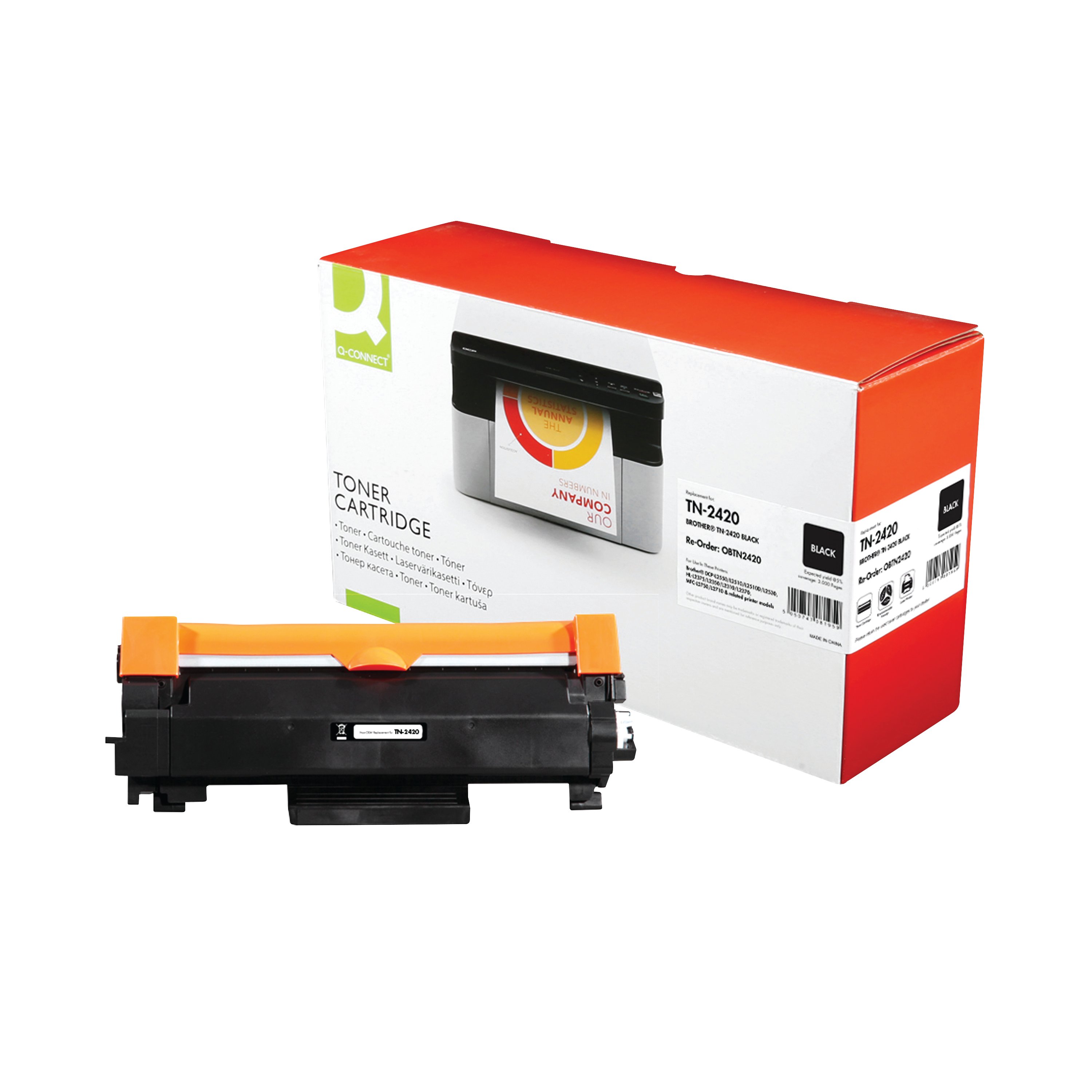 Image of Q-Connect Brother TN-2420 Remanufactured Toner Cartridge Black TN-2420-COMP