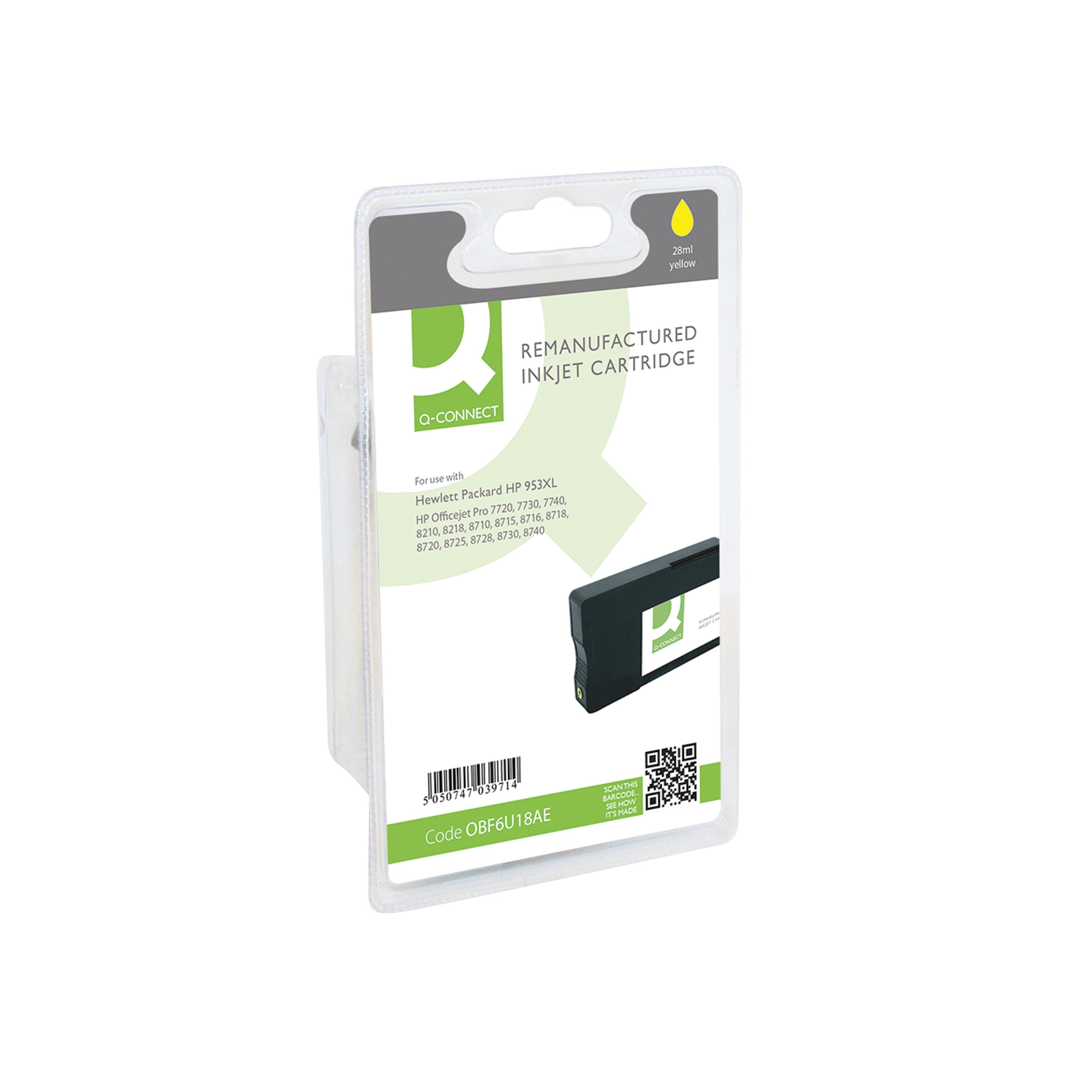 Image of Q-Connect Remanufactured Inkjet Cartridge Yellow For HP F6U18AE F6U18AE-COMP